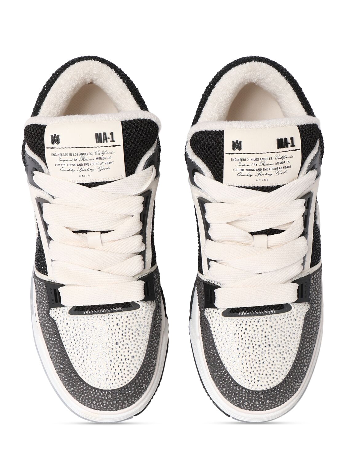 Shop Amiri Ma-1 Crystal Sneakers In Black/white