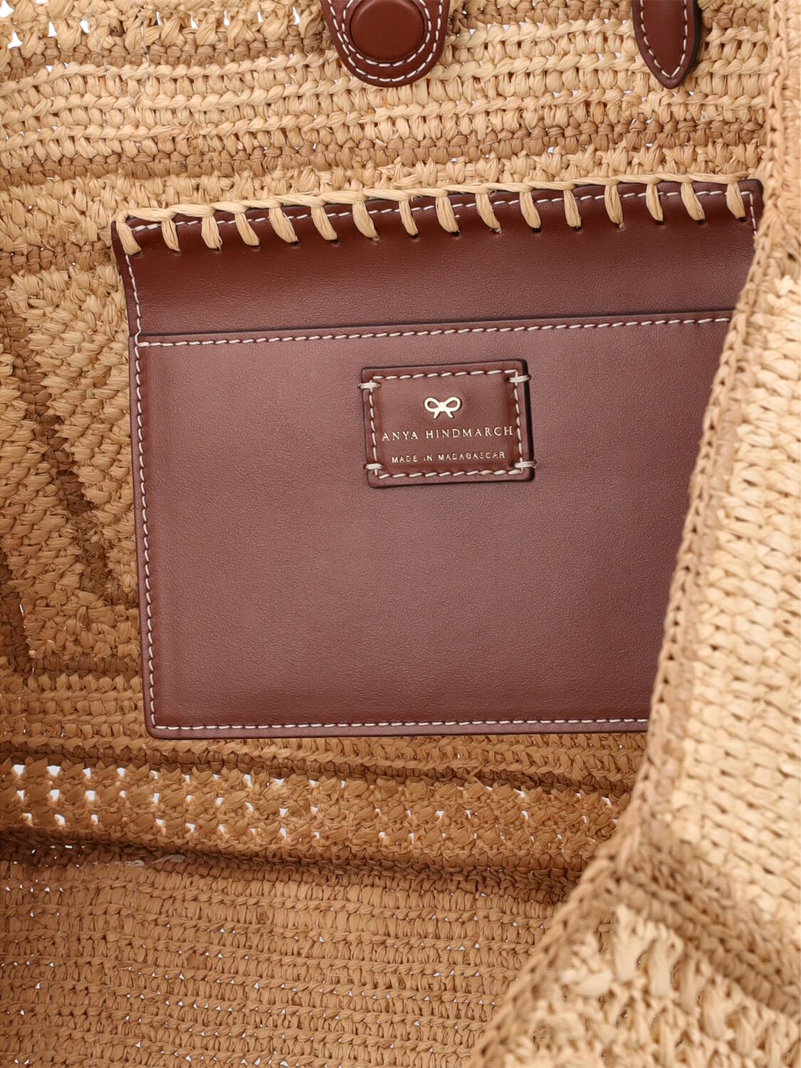 Bow Raffia Tote Bag