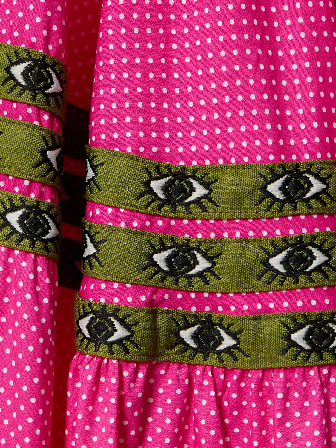 Shop Flora Sardalos Striped Embroidered L/s Maxi Dress In Fuchsia