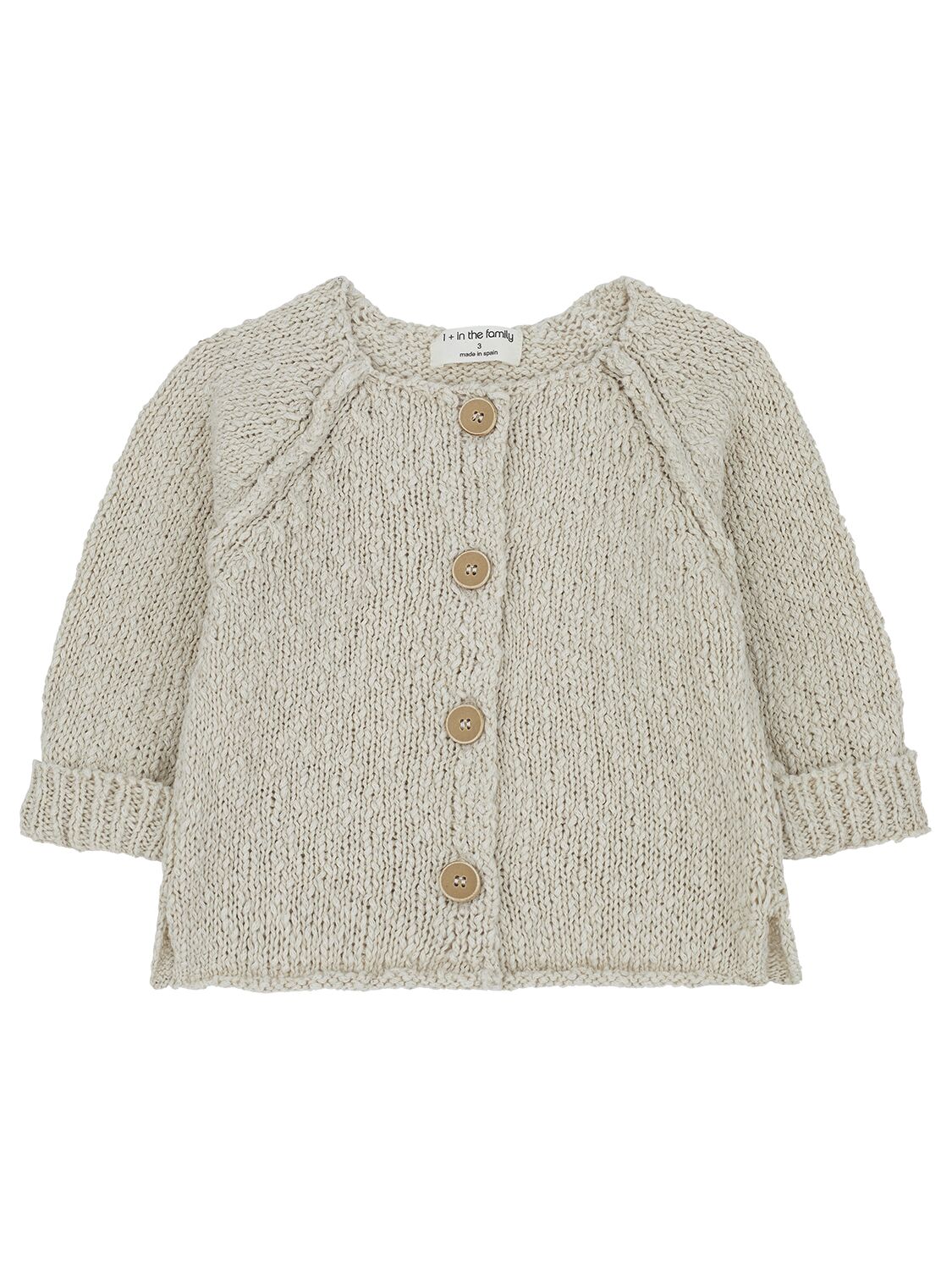 1+ In The Family Kids' Cotton & Linen Knit Cardigan In Beige