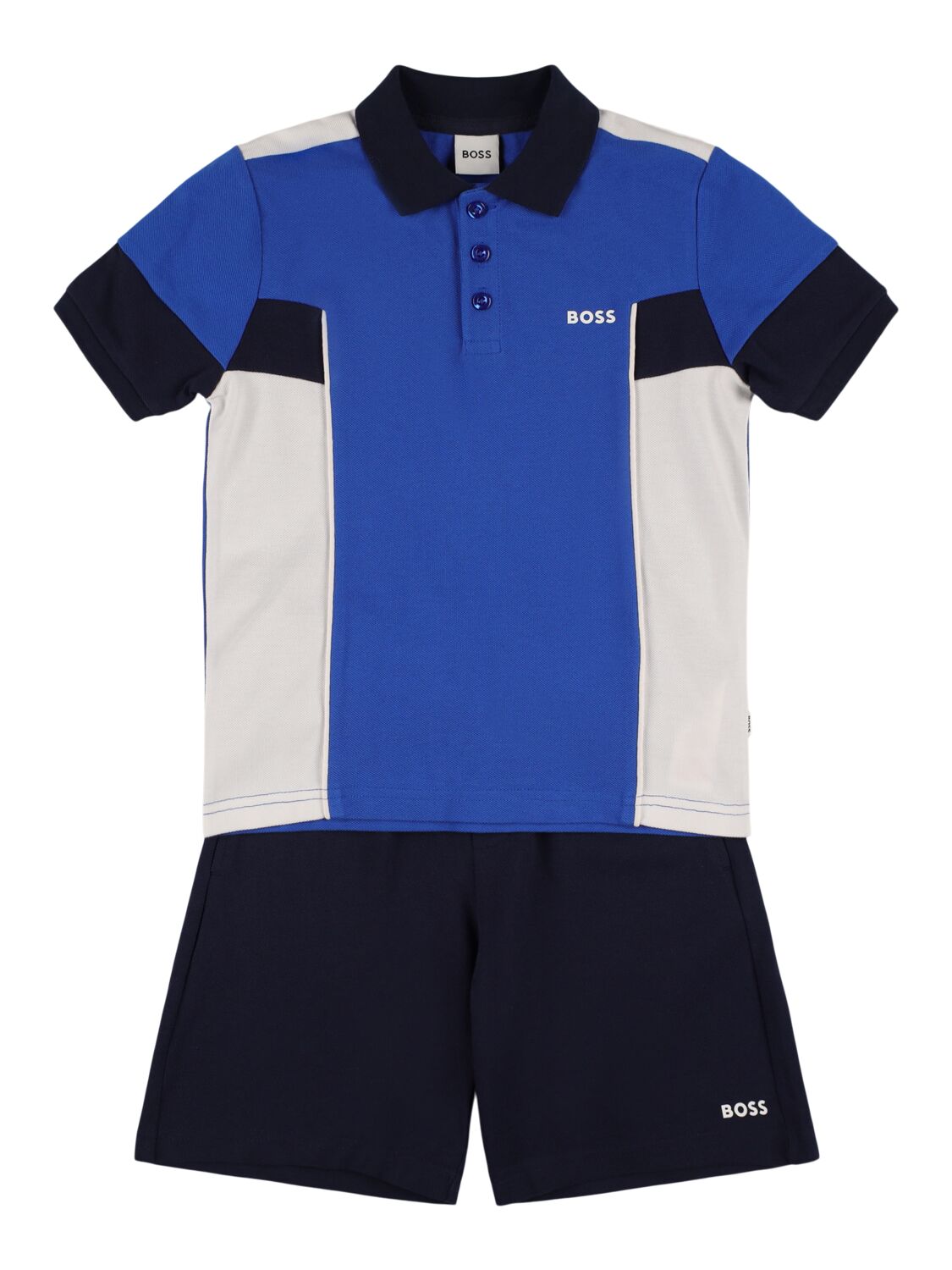 Hugo Boss Kids' Cotton Piqué Polo Shirt & Shorts In Blue