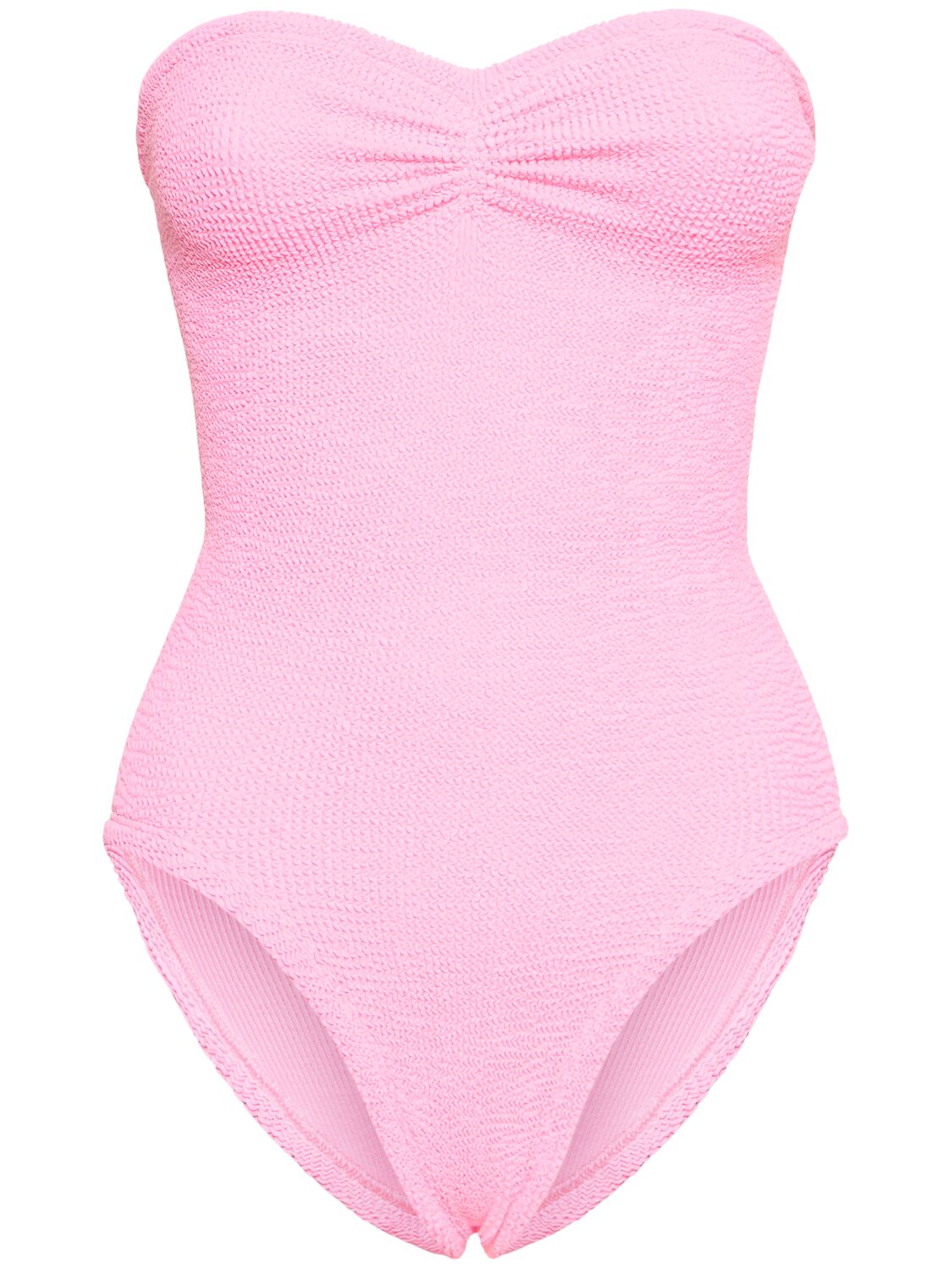 Hunza G Brooke Strapless Seersucker Swimsuit In Pink