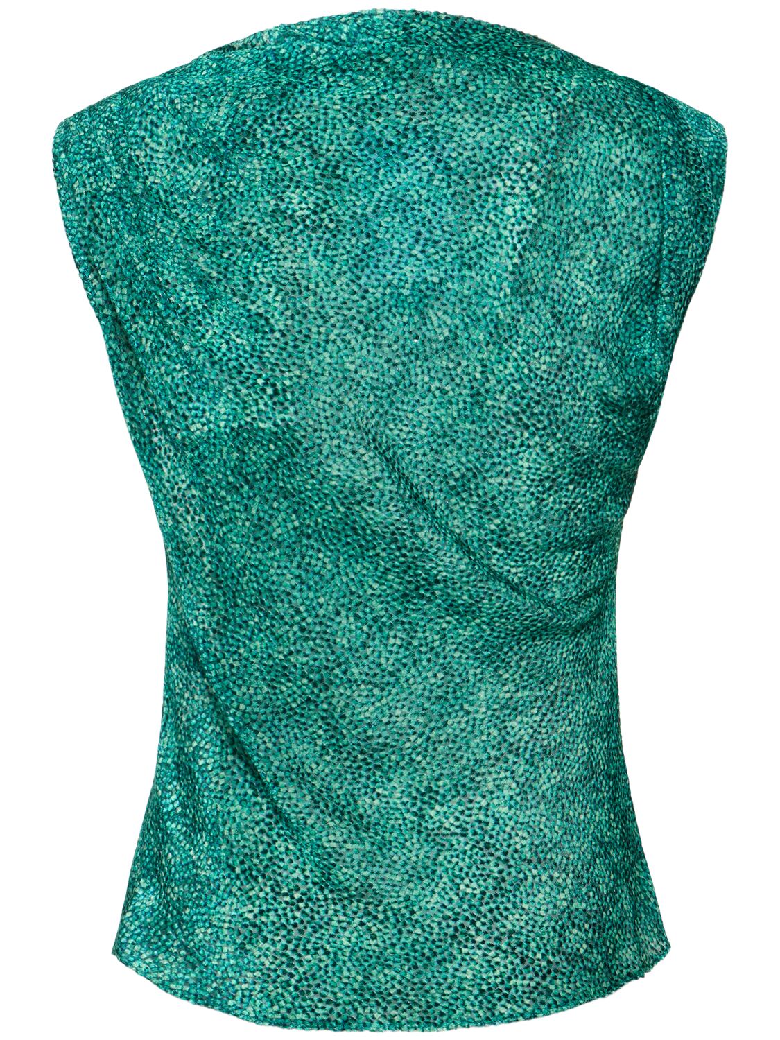 Shop Isabel Marant Samia Viscose & Silk Printed Top In Green