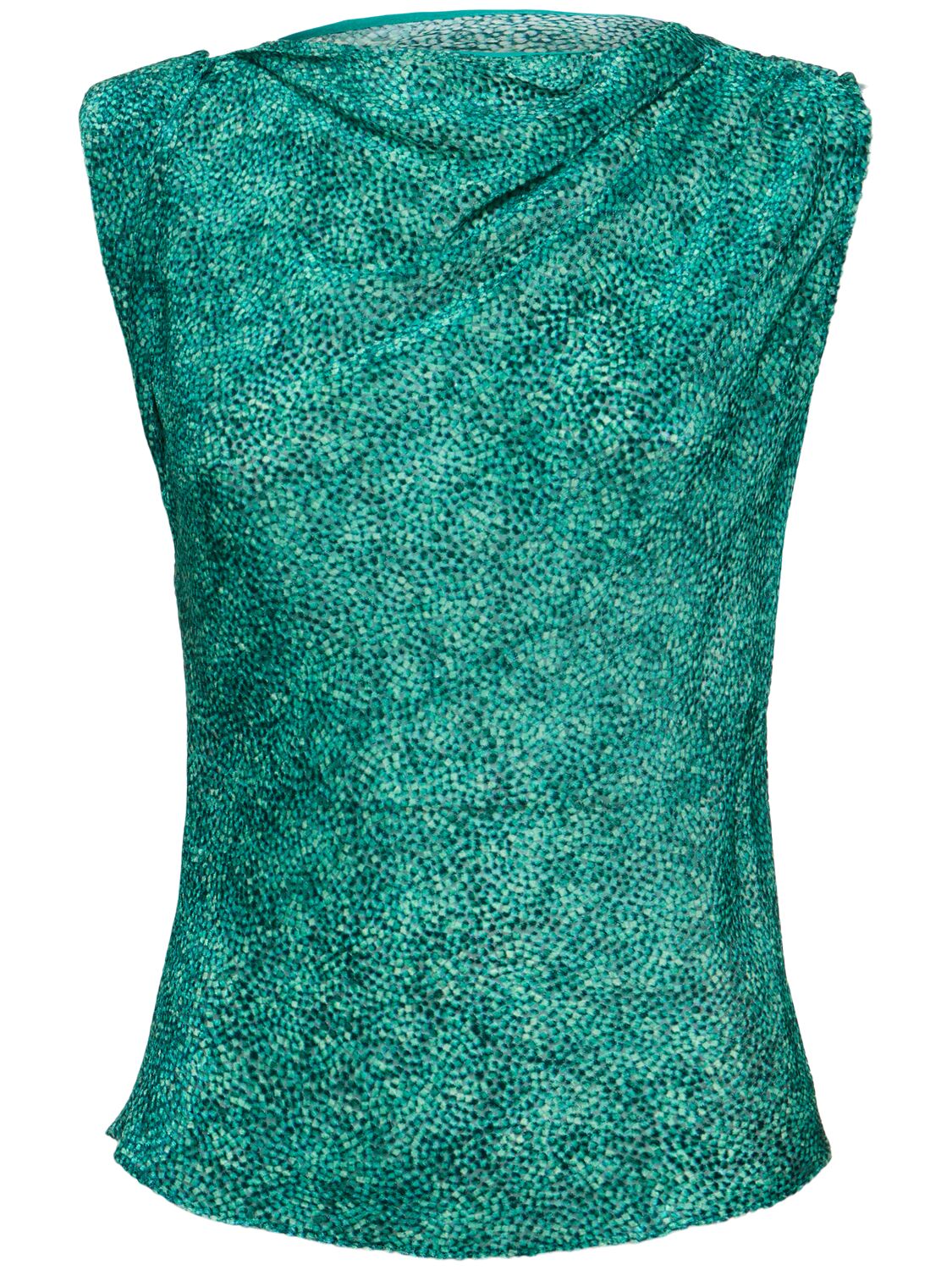 Shop Isabel Marant Samia Viscose & Silk Printed Top In Green