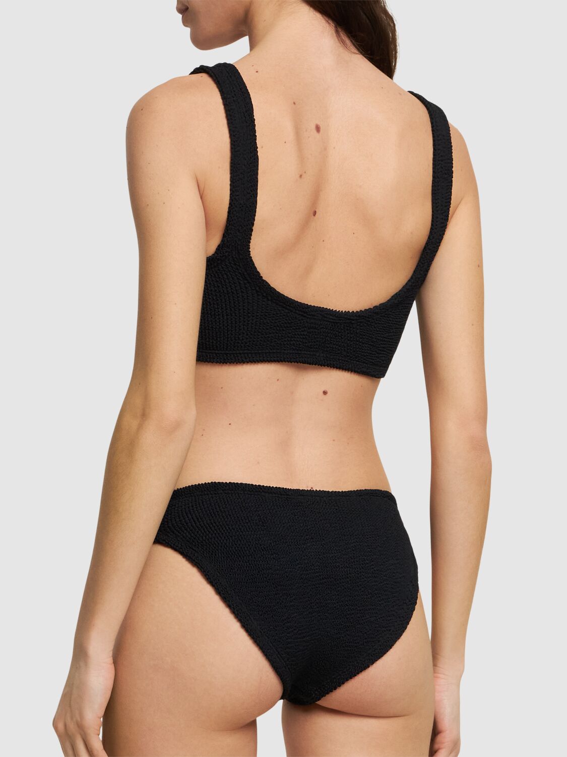 Shop Hunza G Bonnie Seersucker Bikini Set In 黑色