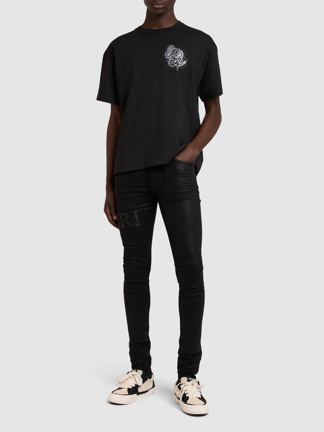 Shop Amiri Crystal Burst Ma Swirl Oversize T-shirt In Black