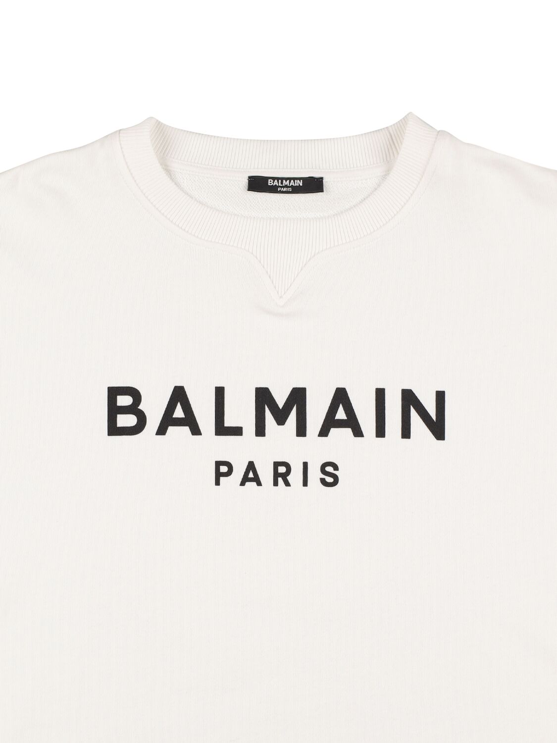 Shop Balmain Logo Print Crewneck Sweatshirt In White,black