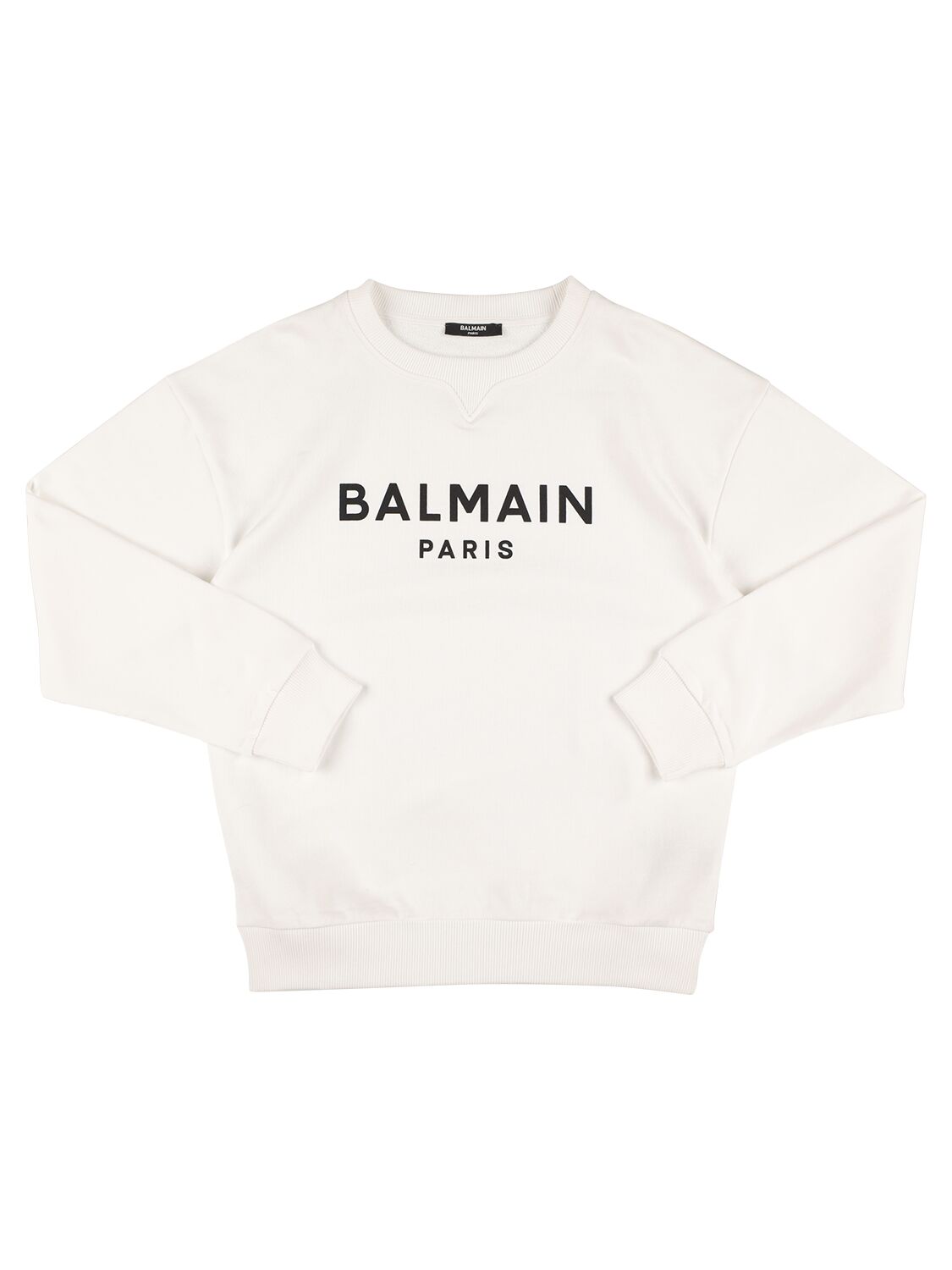 Balmain Kids' Logo Print Crewneck Sweatshirt In White,black