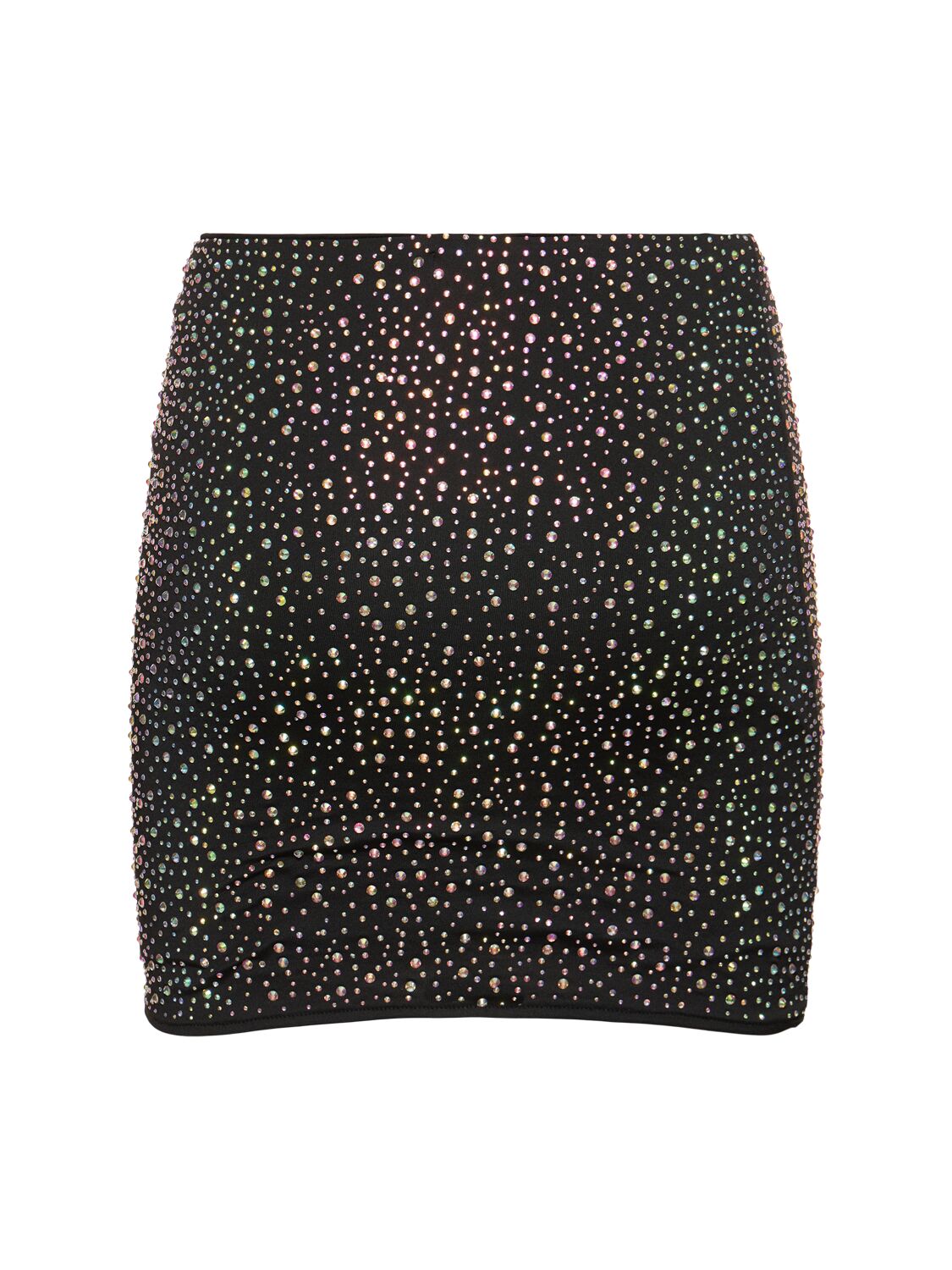 Shop Leslie Amon Embellished Stretch Tech Mini Skirt In Black