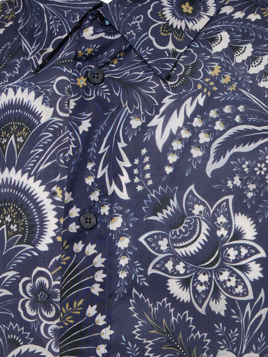 Shop Etro Printed Cotton Long Sleeve Shirt In Blue