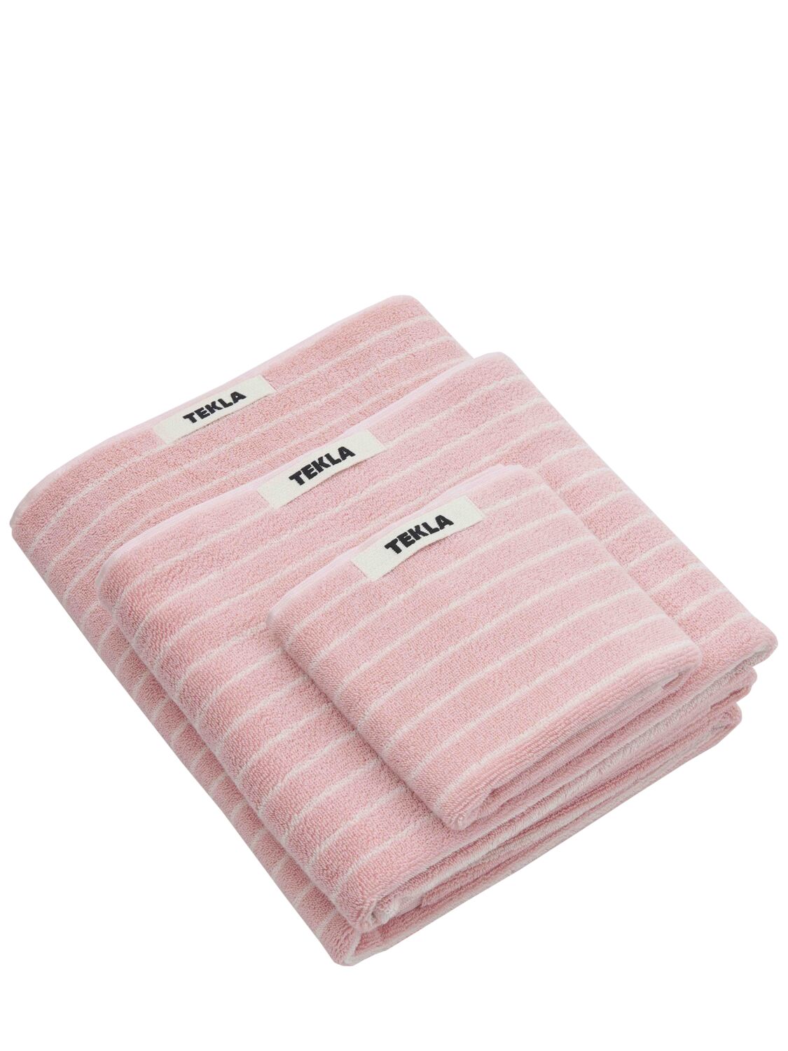 Tekla Set Of 3 Organic Cotton Towels In Pink