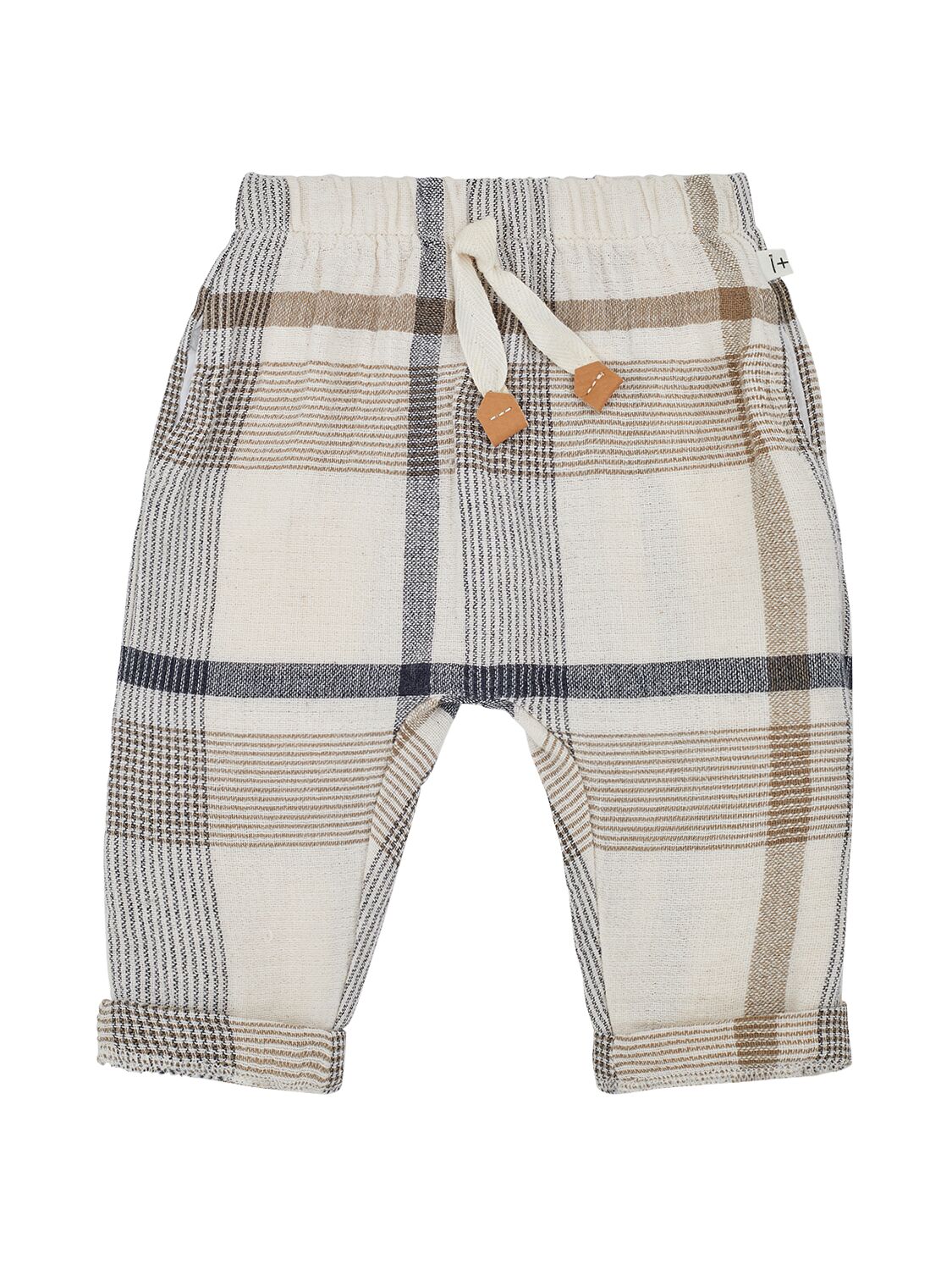 1+ In The Family Kids' Cotton Madras Pants In 그레이,멀티
