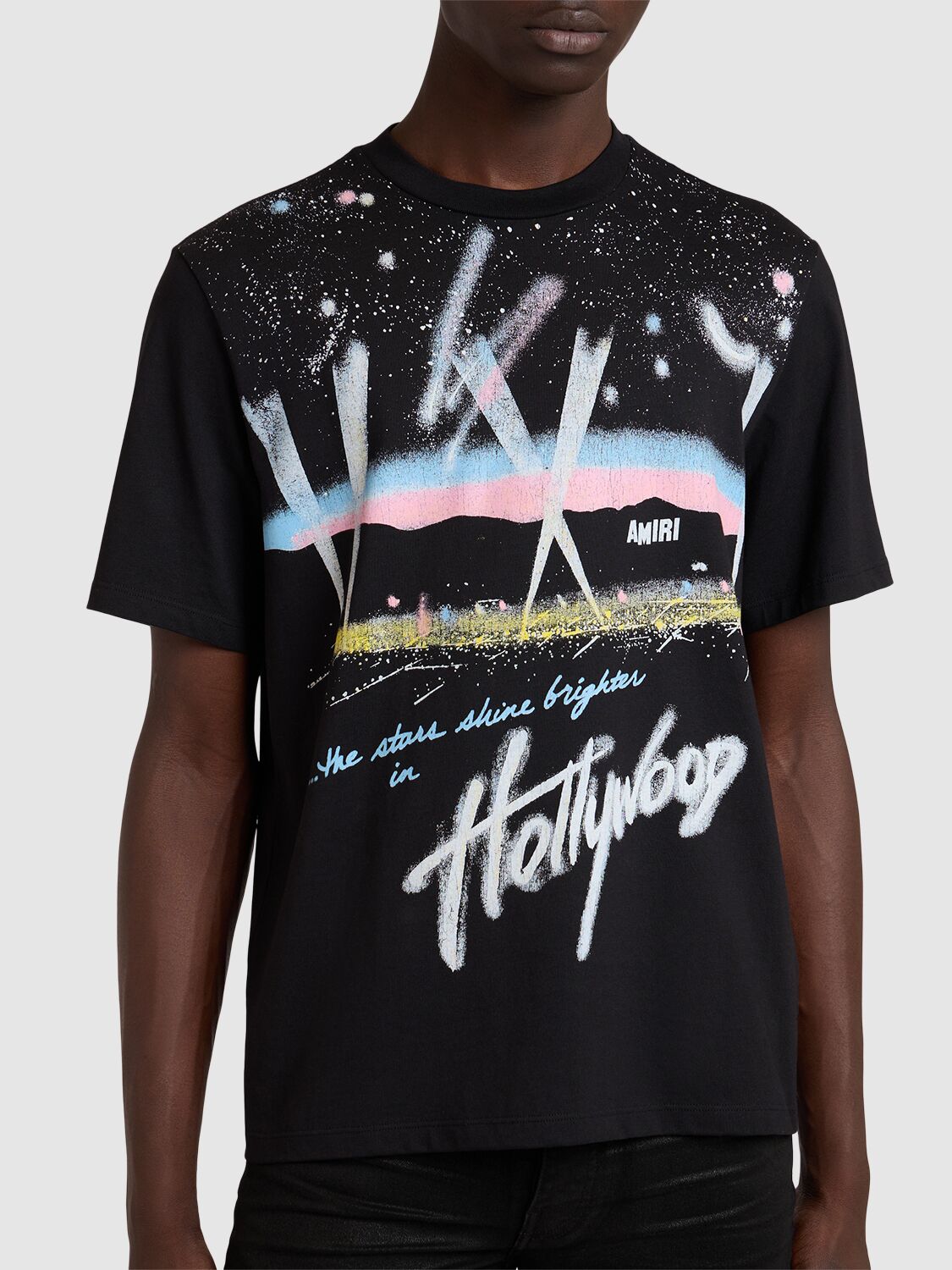 Shop Amiri Hollywood Lights T-shirt In Black