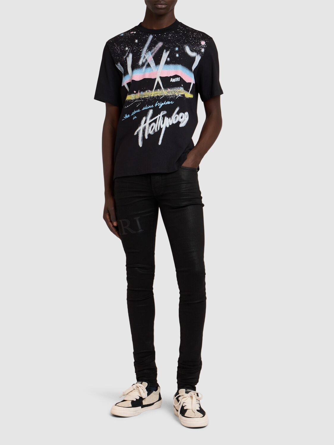 Shop Amiri Hollywood Lights T-shirt In Black