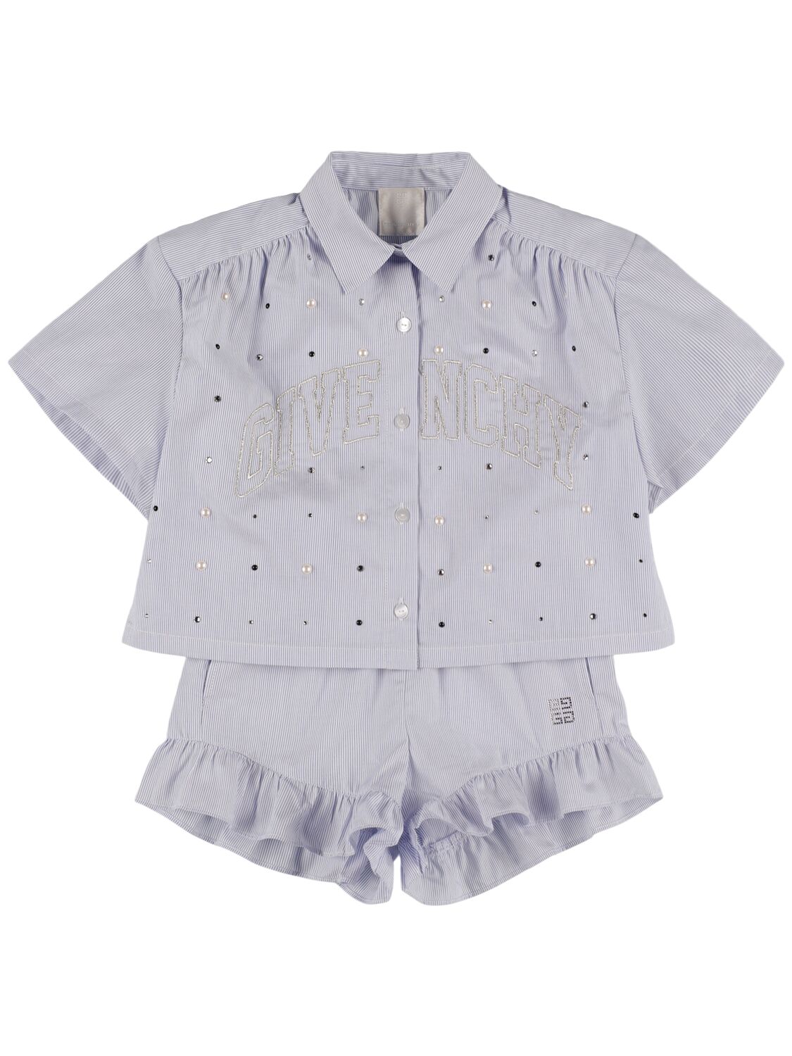 Givenchy Striped Cotton Shirt & Shorts In White/blue