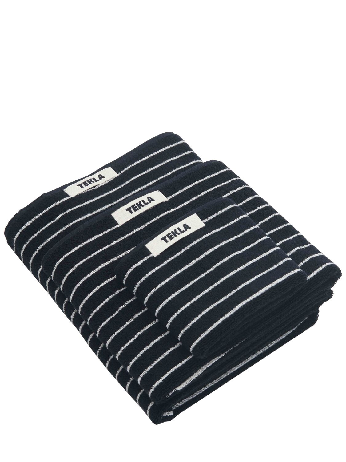 Tekla Set Of 3 Organic Cotton Towels In Black