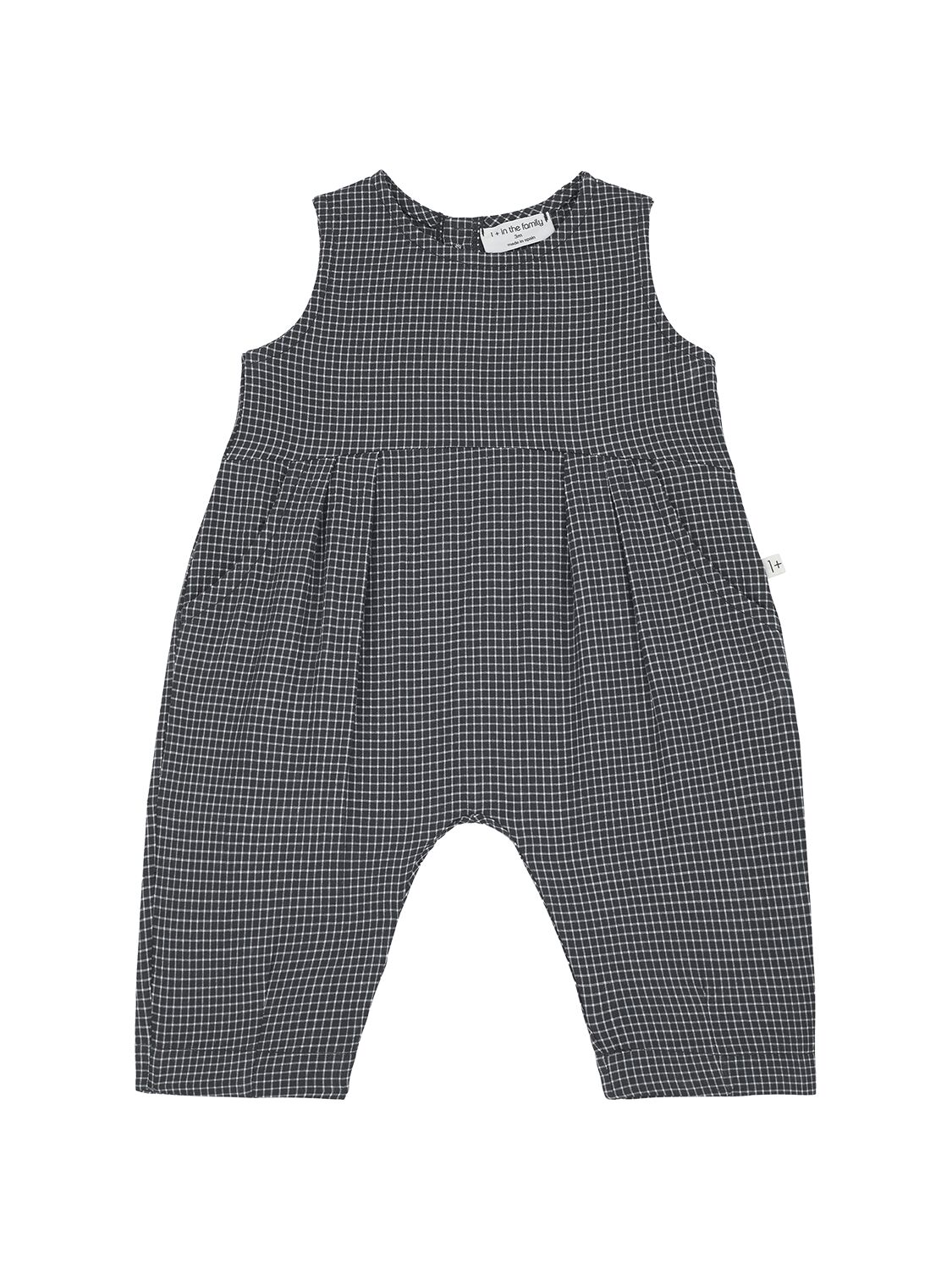 1+ In The Family Babies' Cotton Seersucker Overalls In Gray