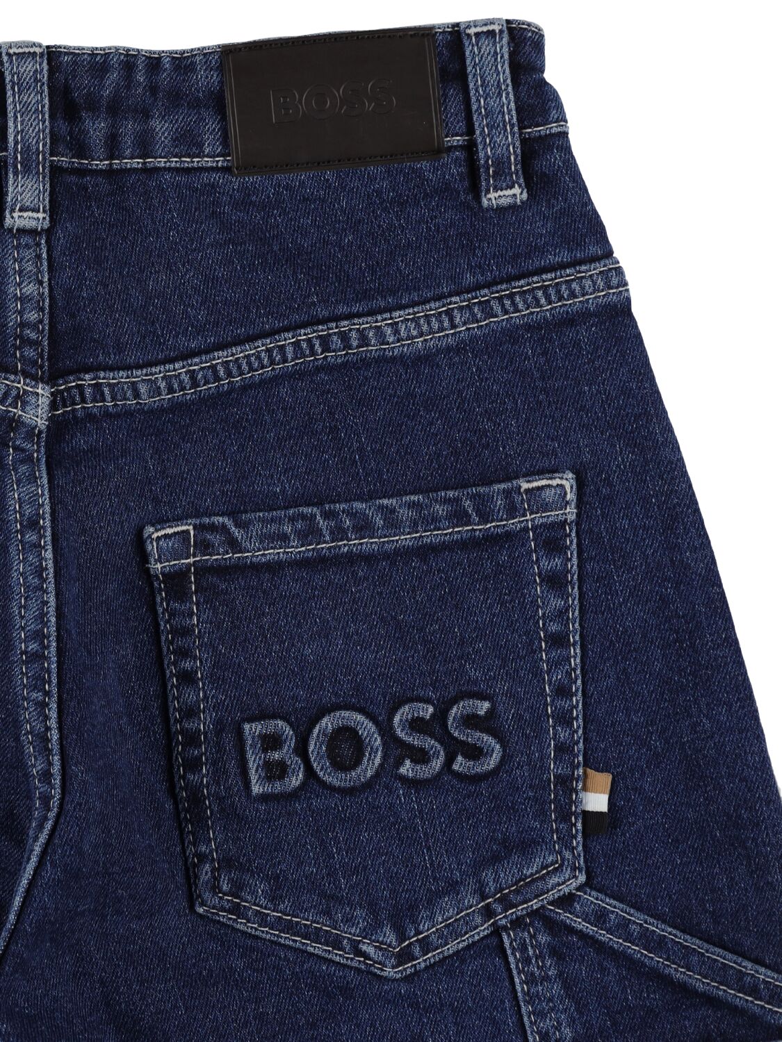 Shop Hugo Boss Stretch Cotton Denim Shorts In Dark Blue