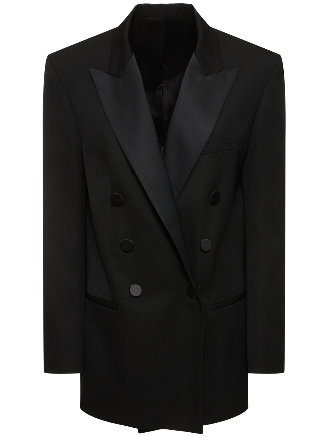Isabel Marant Nevim Double-breasted Satin-trimmed Wool Blazer In Black