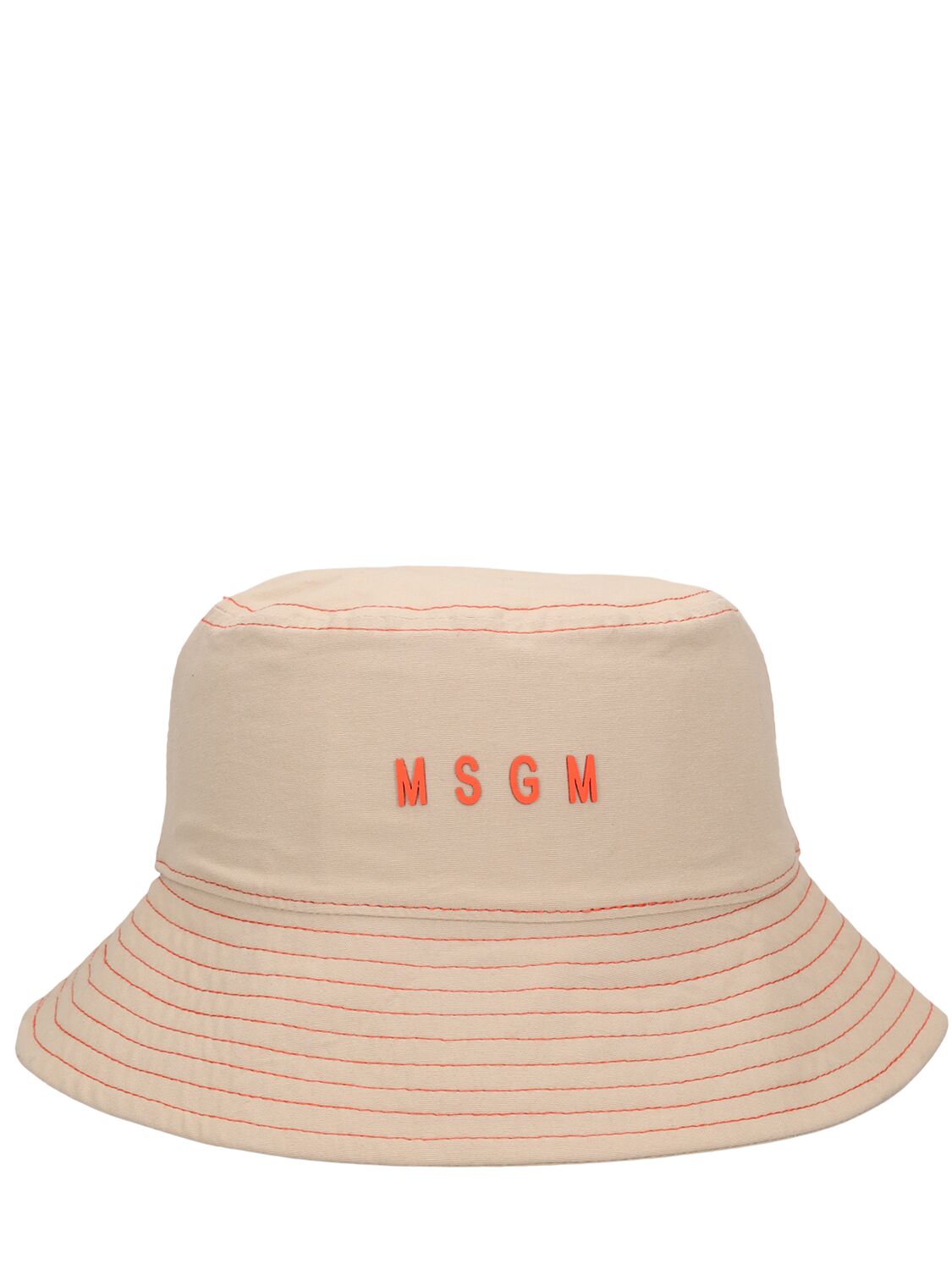 Msgm Kids' Cotton Bucket Hat In Brown