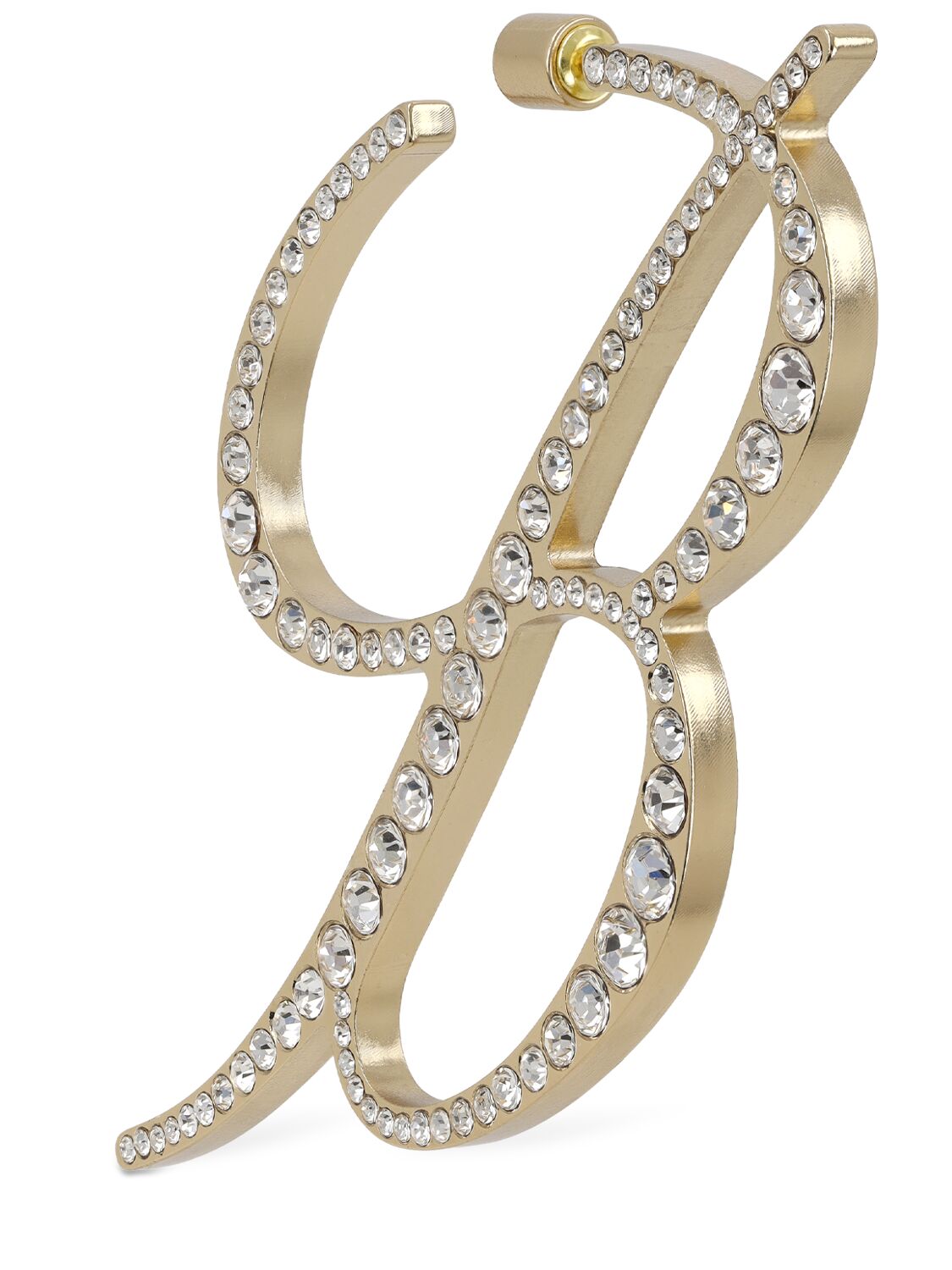 Shop Blumarine B Logo Crystal Mono Earring In Gold,crystal