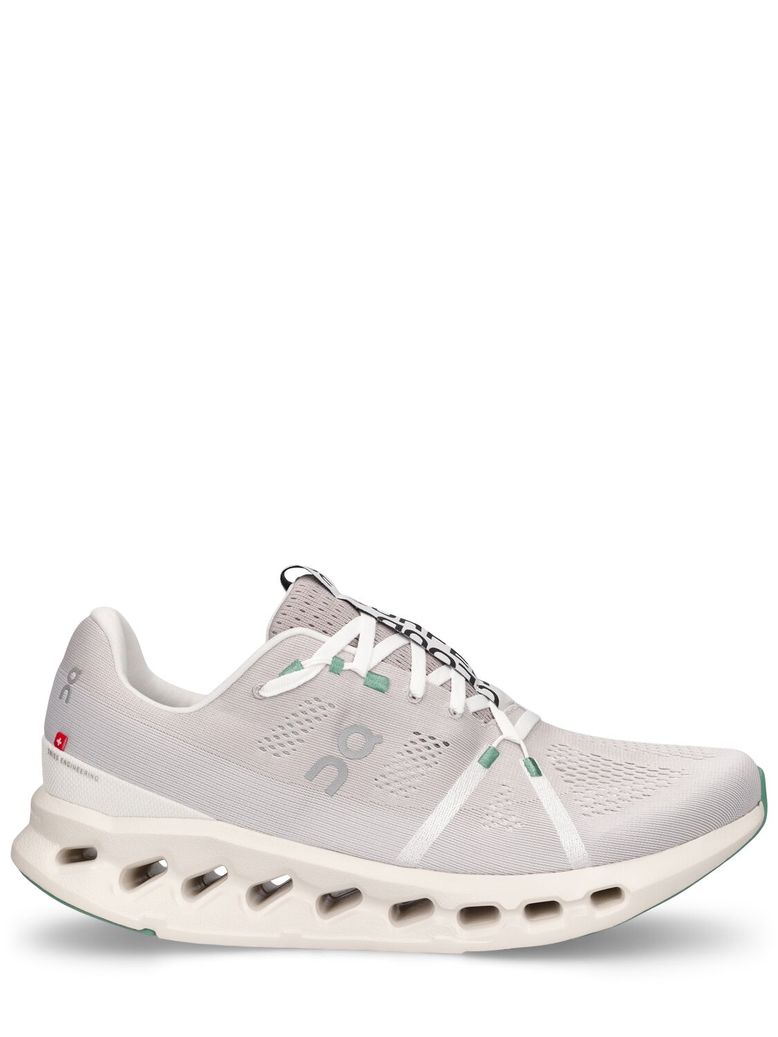 On Cloudsurfer Webbing-trimmed Stretch-knit Sneakers In Pearl,ivory