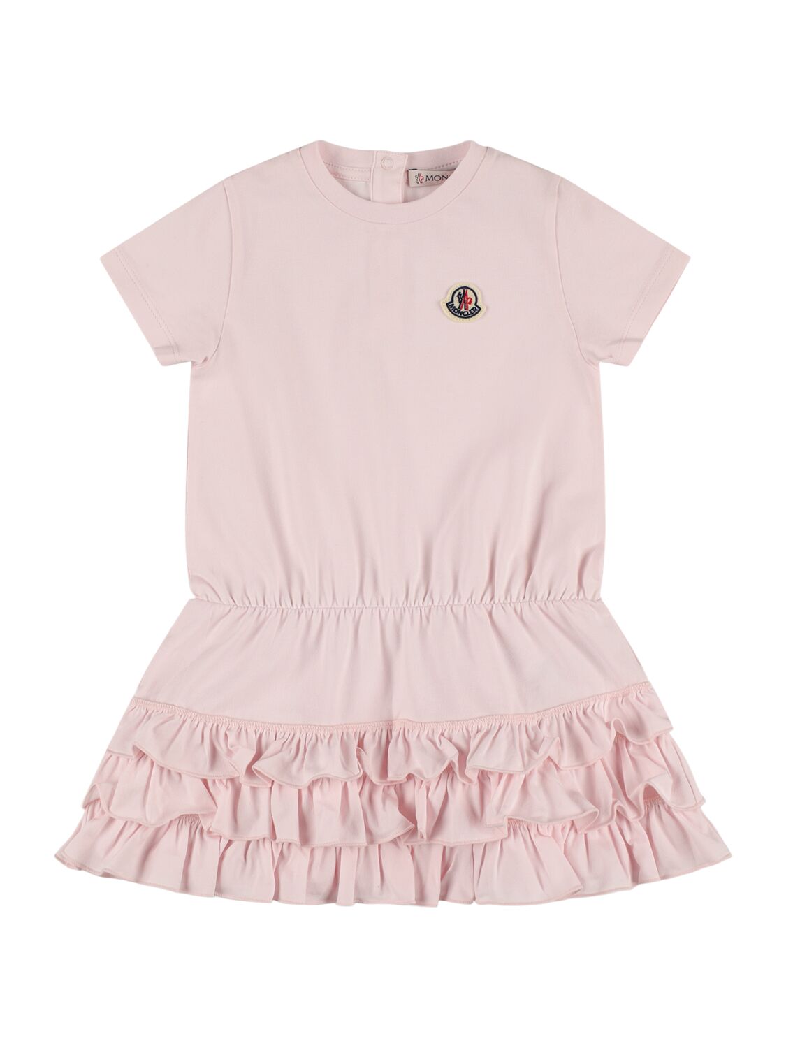 Moncler Kids' Stretch Cotton Jersey Blend Dress In Soft Pink