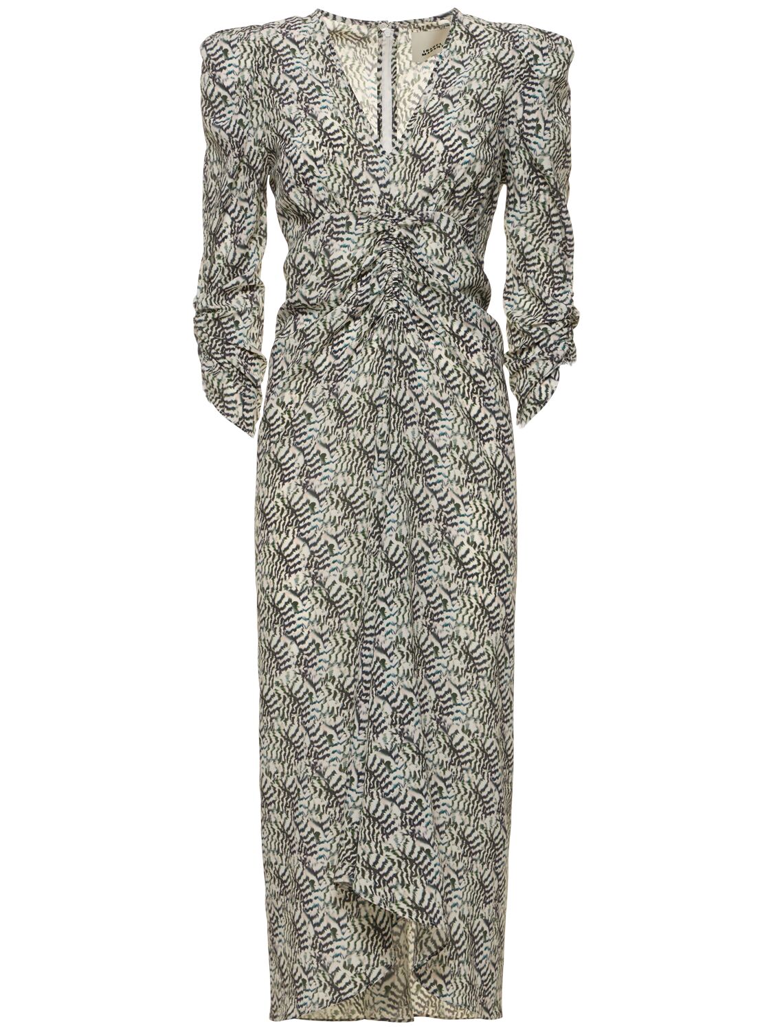 Shop Isabel Marant Albini Printed Silk Mini Dress In Ecru,multi