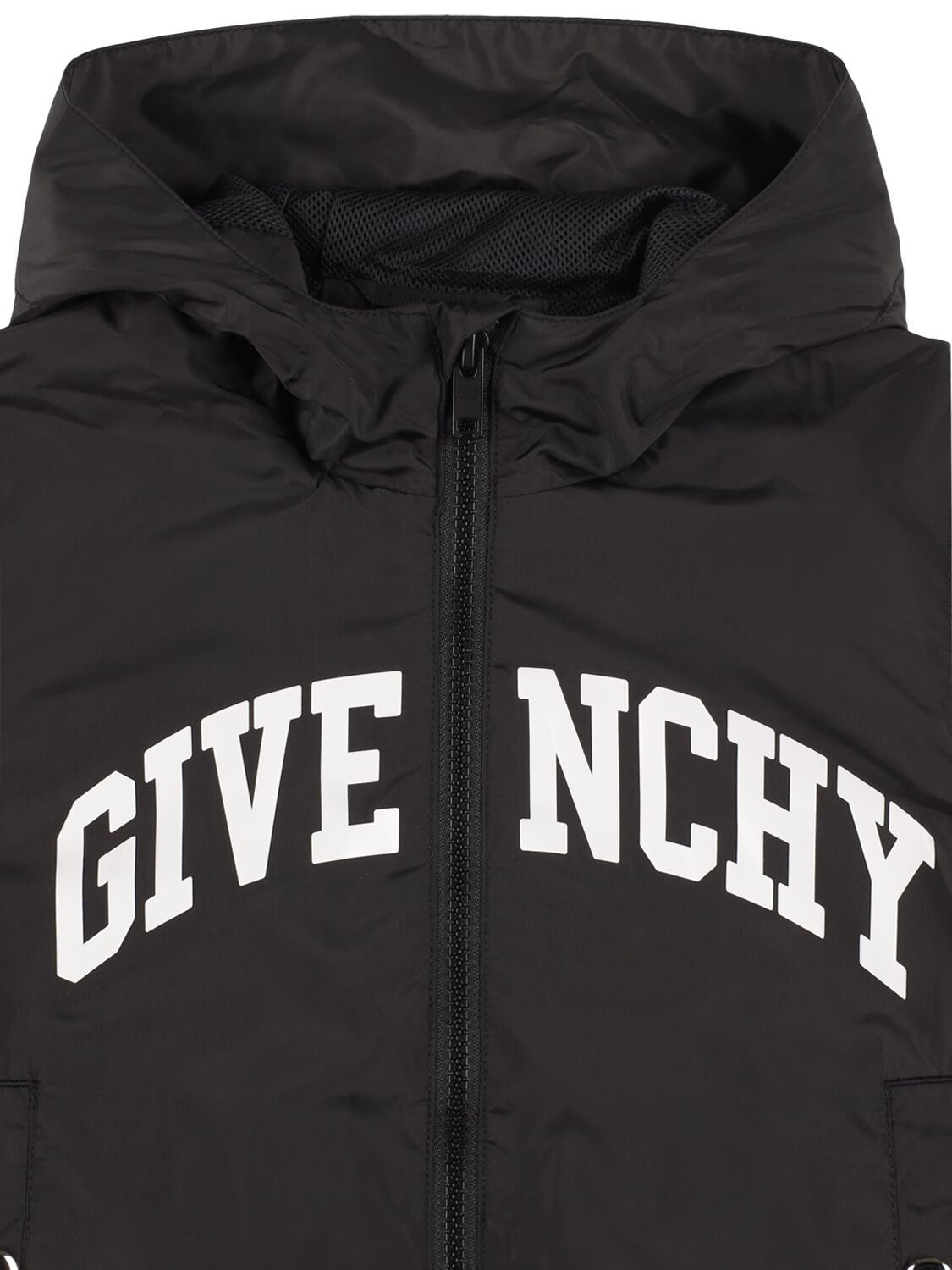 Shop Givenchy Logo Nylon Windbreaker W/hood In Black