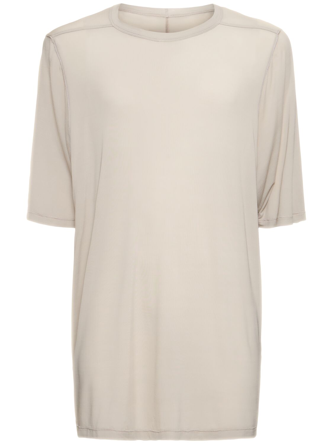 Rick Owens Boatneck Stretch Cupro T-shirt In Pearl