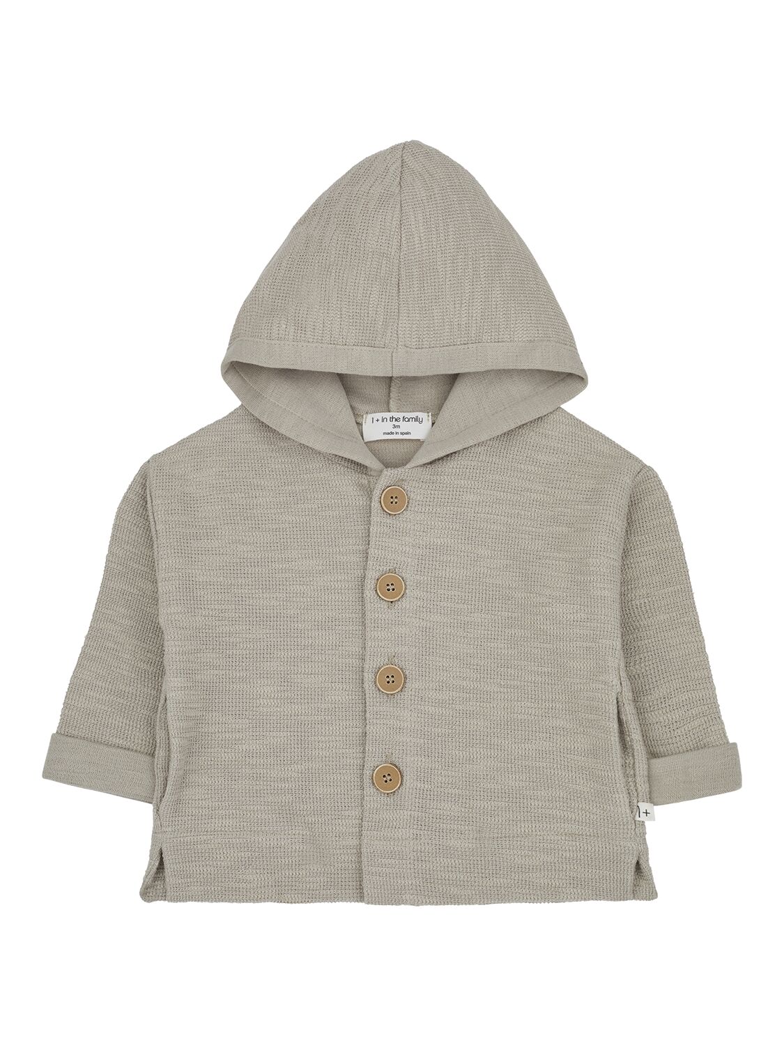 1+ In The Family Kids' Cotton Blend Hooded Jacket In Beige