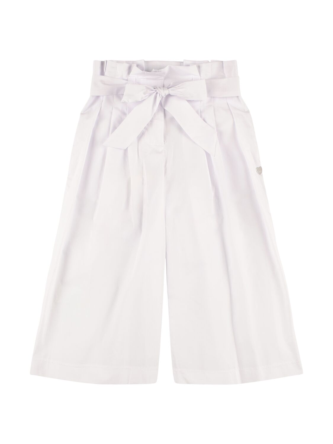 Monnalisa Kids' Cotton Poplin Pants W/bow In White