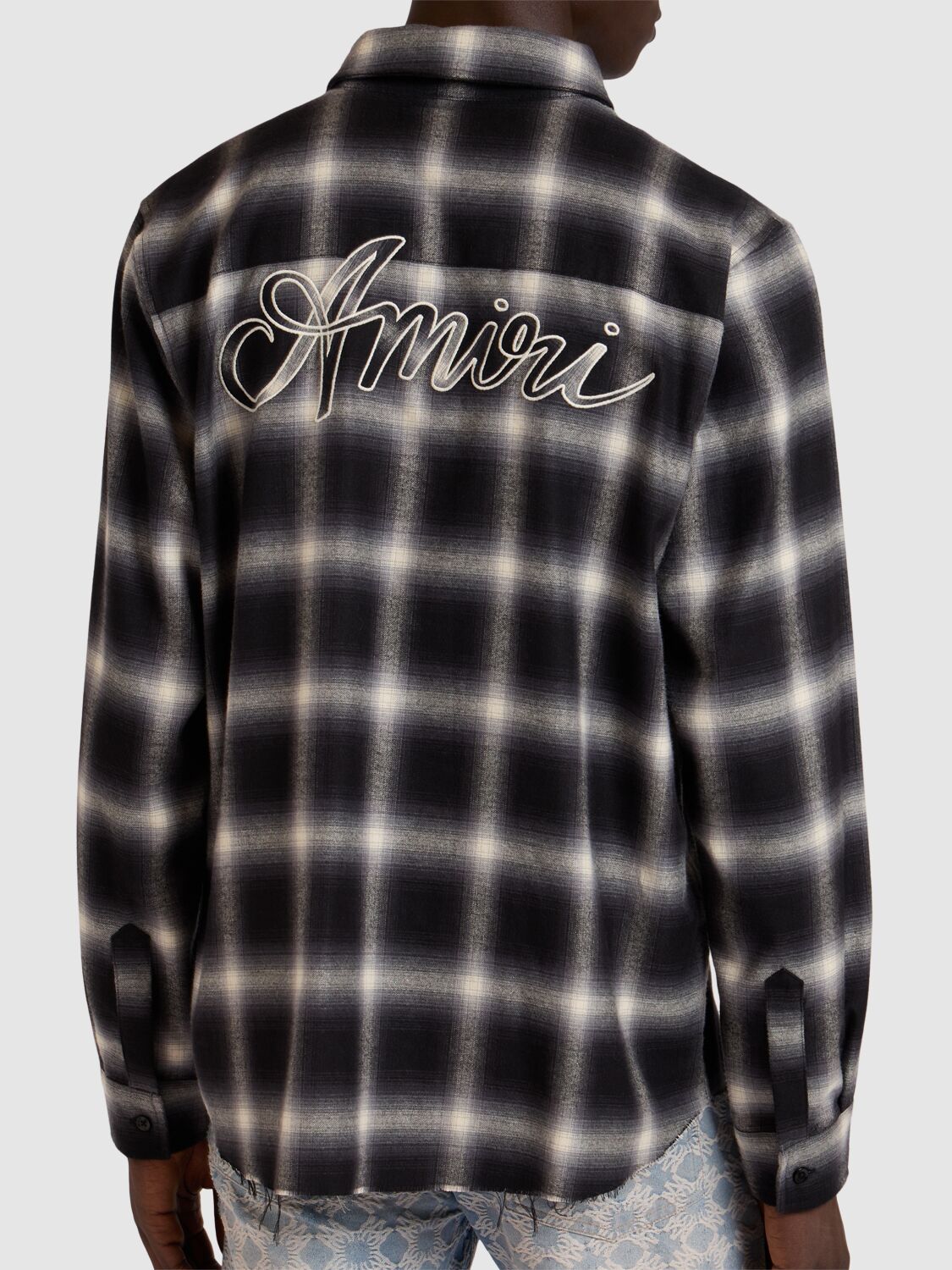 Shop Amiri Swirl Flannel Shirt In Black