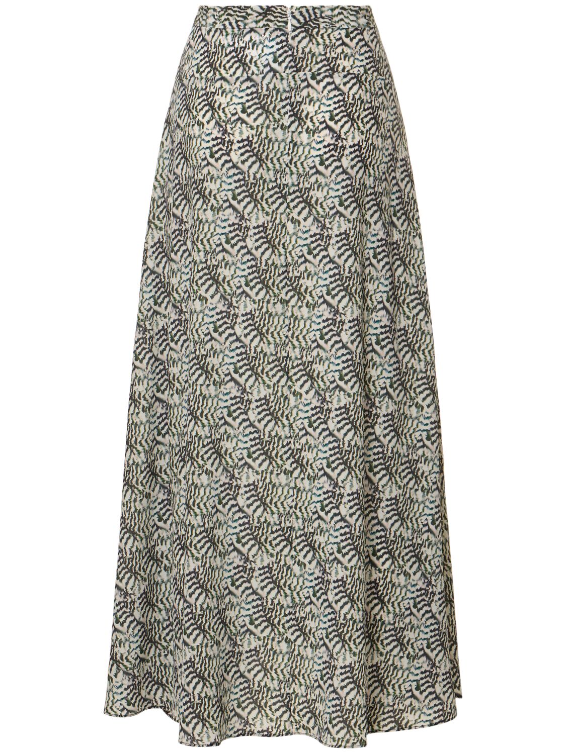 Shop Isabel Marant Sakura Printed Silk Midi Skirt In Ecru,multi