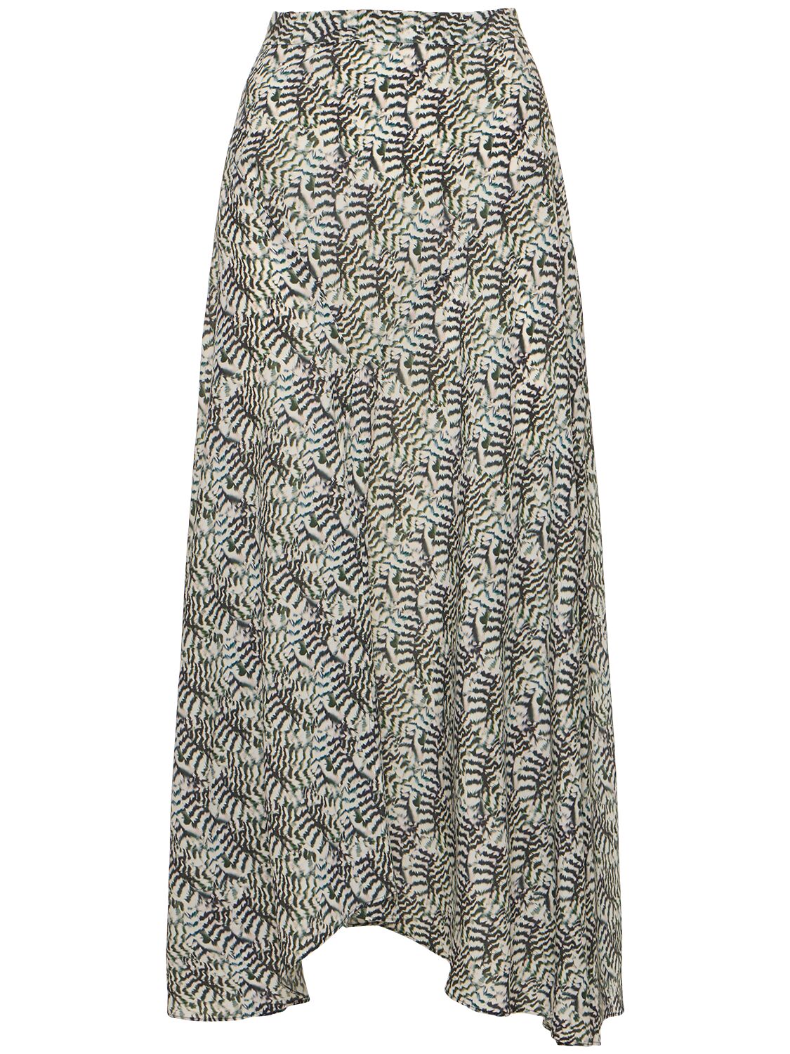 Shop Isabel Marant Sakura Printed Silk Midi Skirt In Ecru,multi