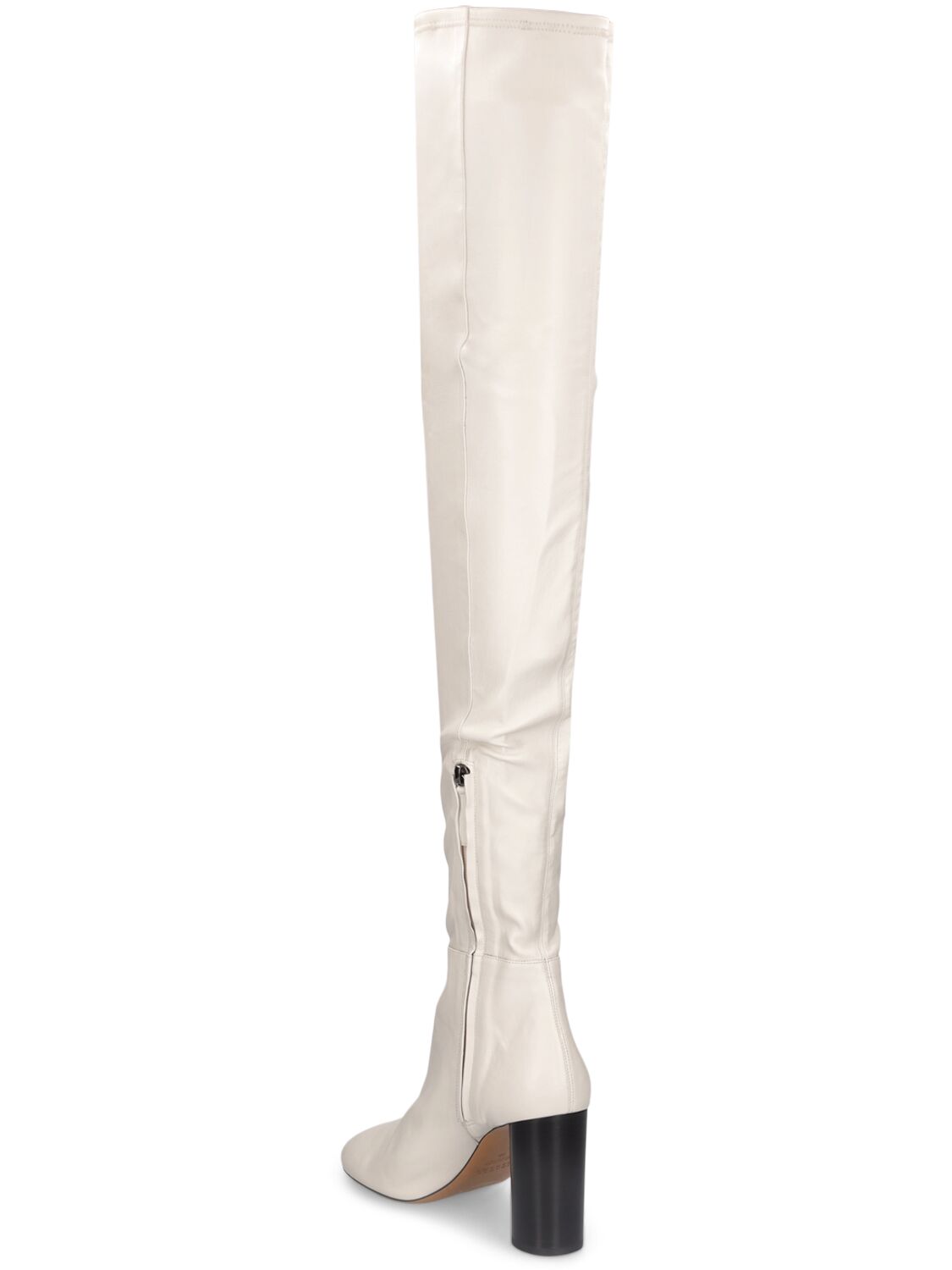 Shop Isabel Marant 85mm Lelta Leather Knee High Boots In White