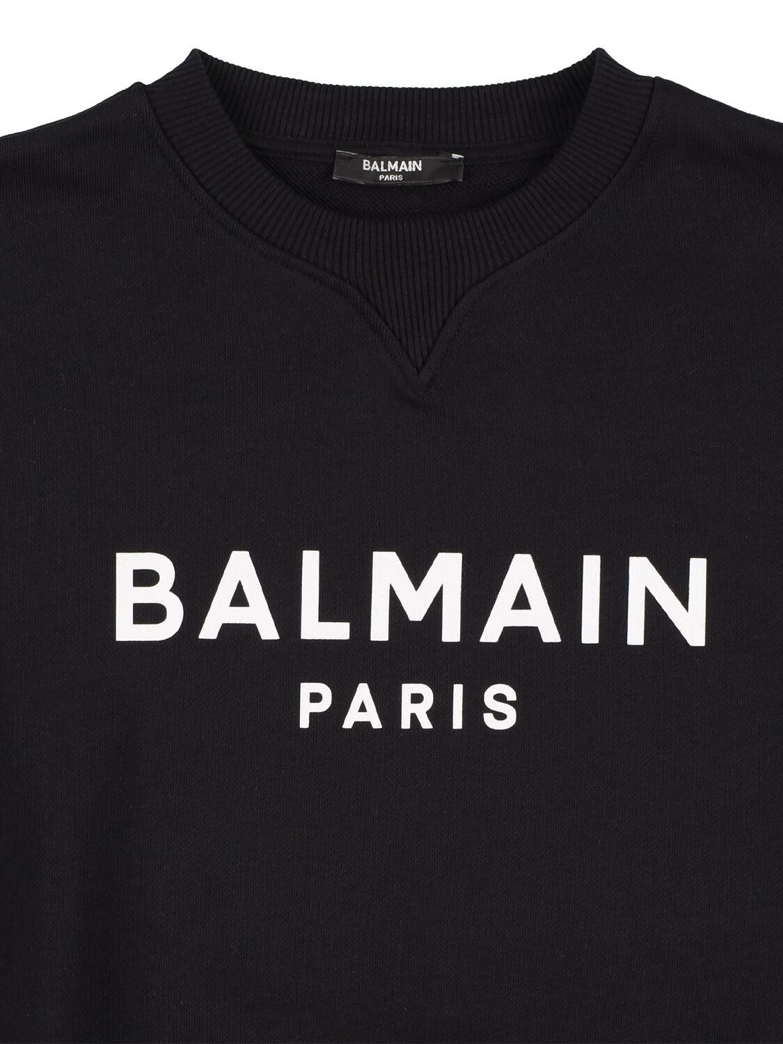 Shop Balmain Logo Print Crewneck Sweatshirt In Black,white