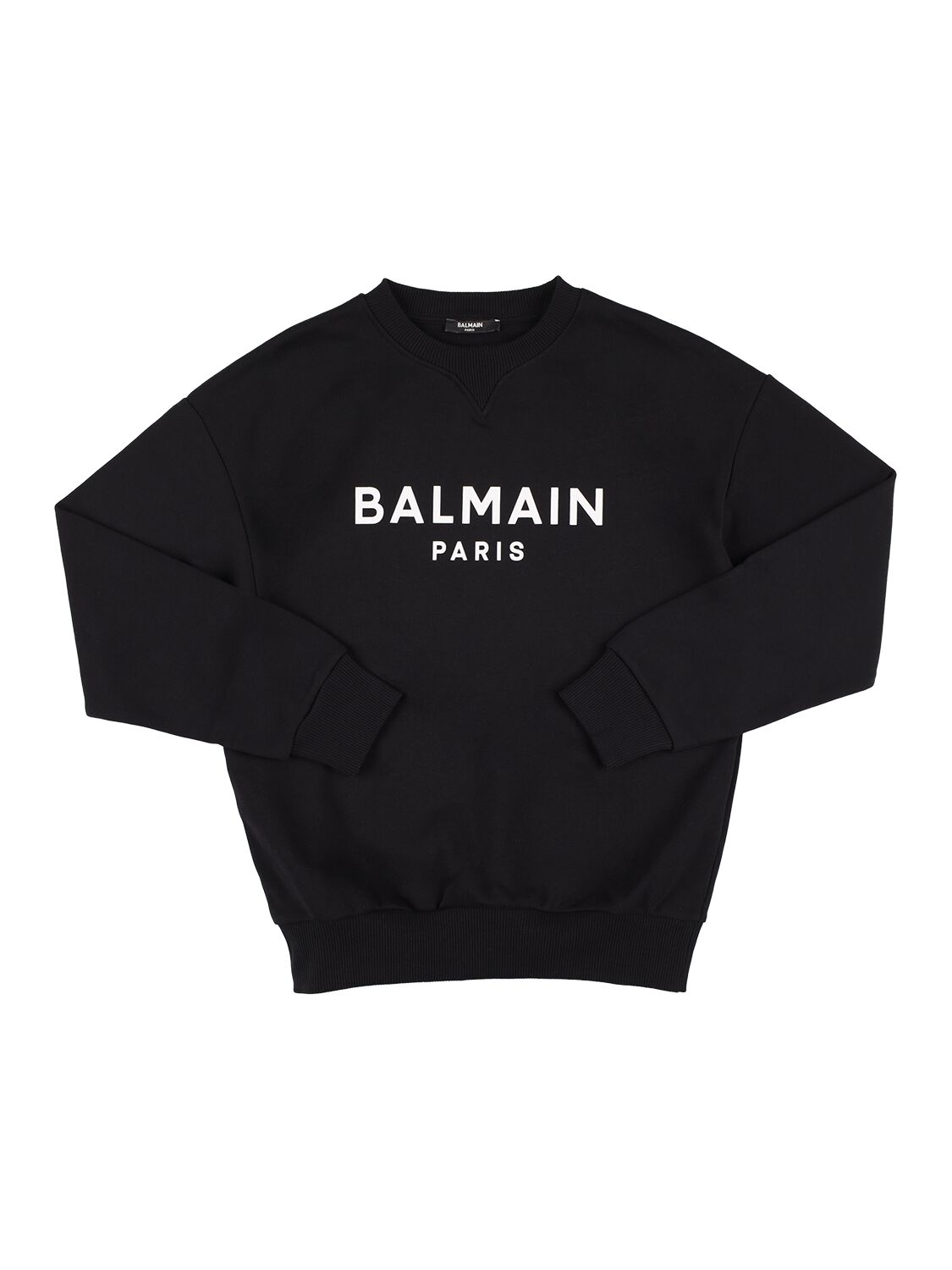 Balmain Kids' Logo Print Crewneck Sweatshirt In Black,white