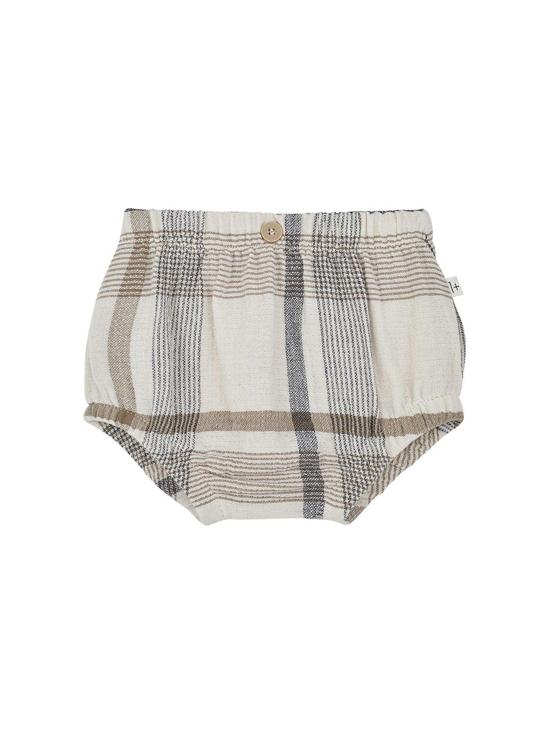 1+ In The Family Babies' Cotton Madras Bloomers In Grey,multi