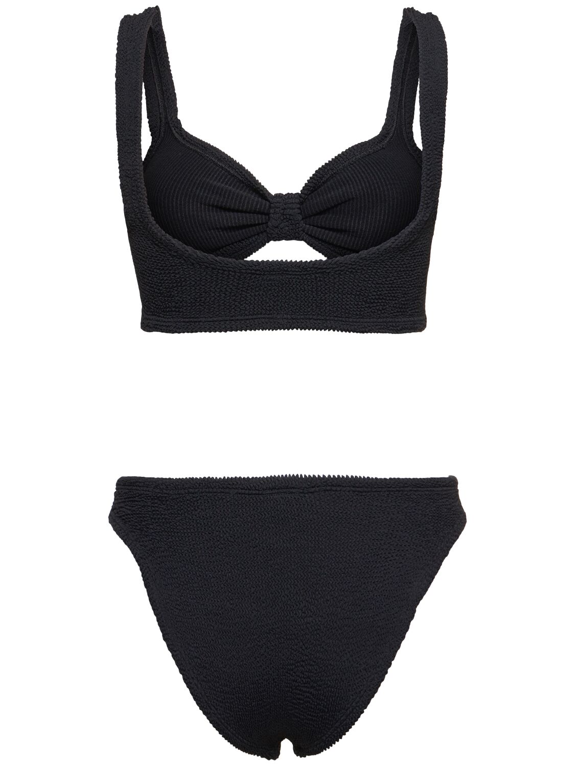 Shop Hunza G Bonnie Seersucker Bikini Set In 黑色