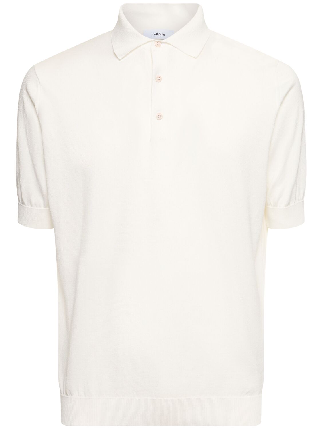 Lardini Pointelle-knit Cotton Polo Shirt In White