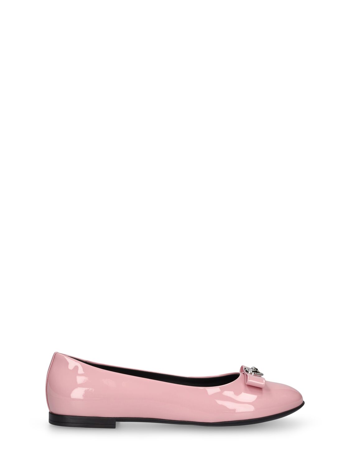 Versace Kids' 皮革芭蕾平底鞋 In Pink