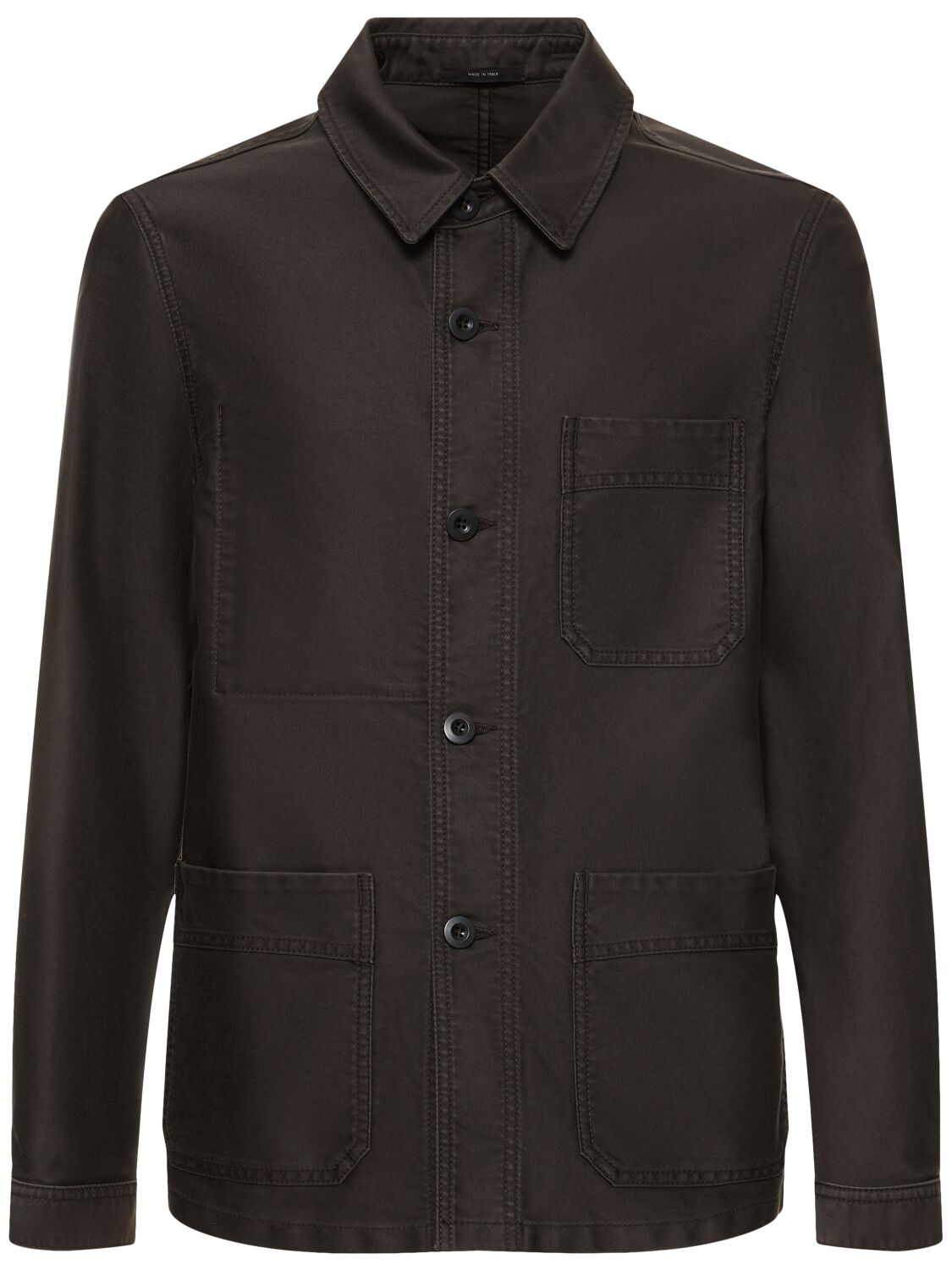 Tom Ford Double Weft Twill Chore Jacket In Dark Chocolate