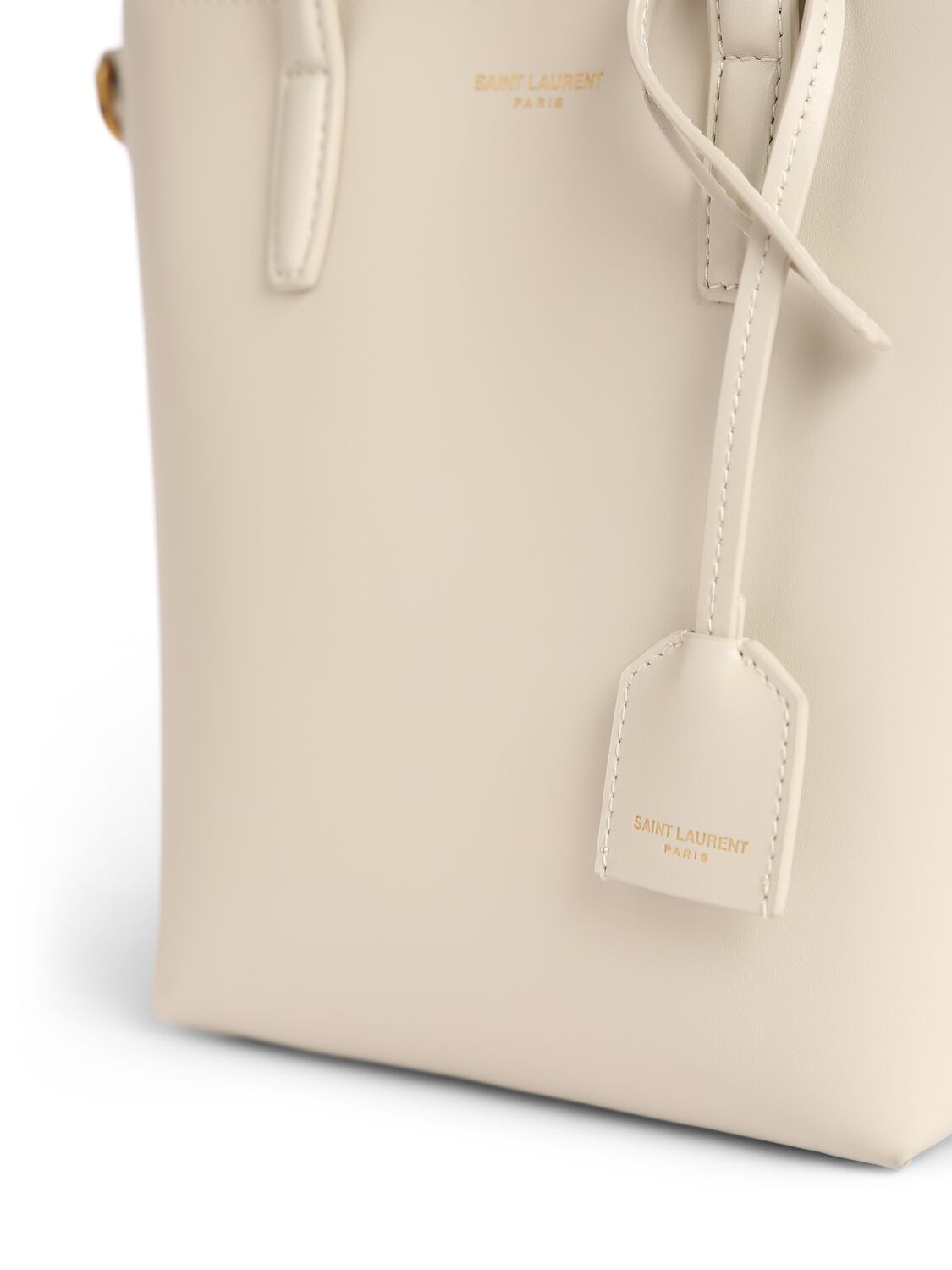 Shop Saint Laurent Mini Toy Leather Shopping Bag In Blanc Vintage