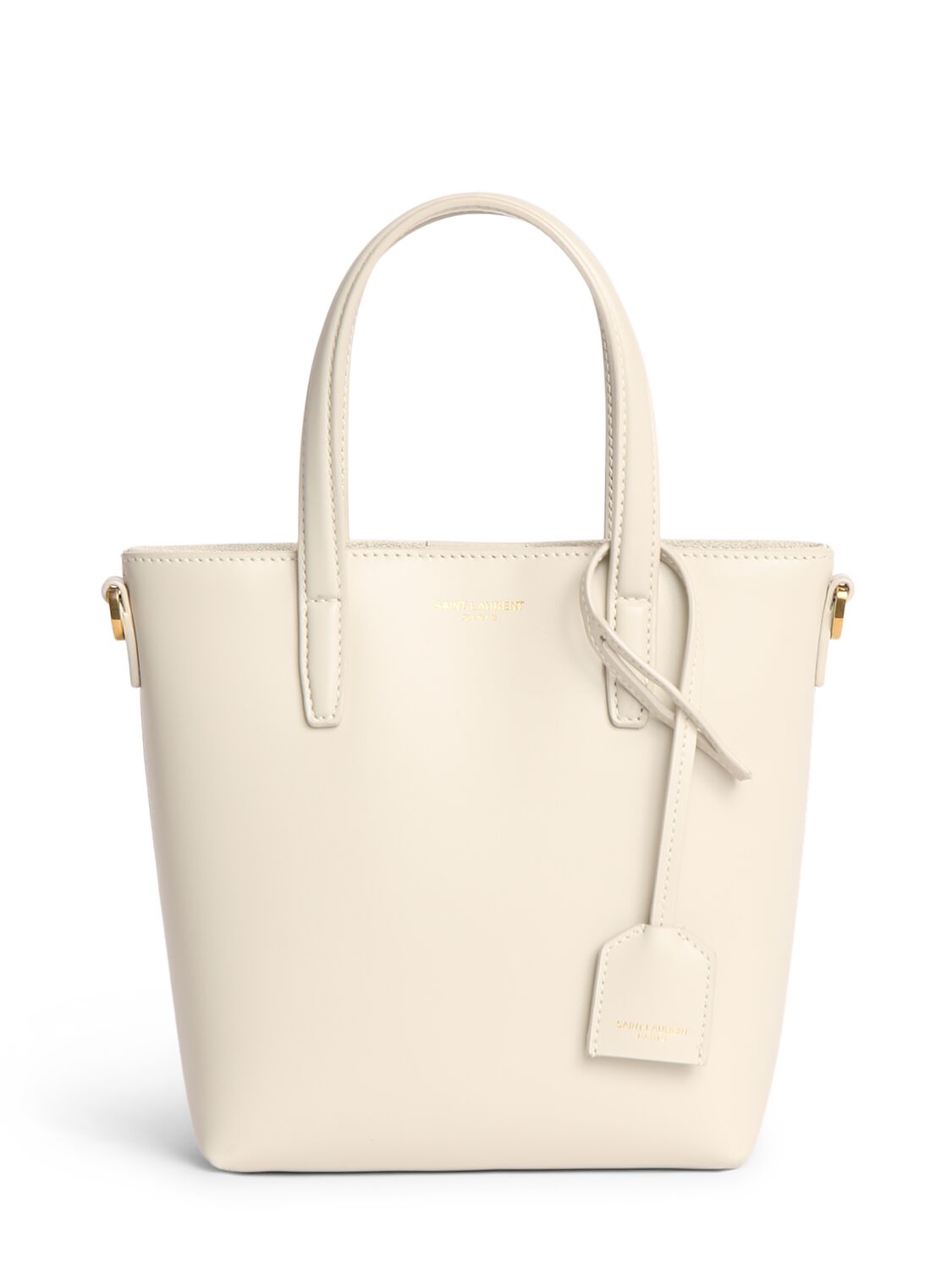 Saint Laurent Mini Toy Leather Shopping Bag In Blanc Vintage