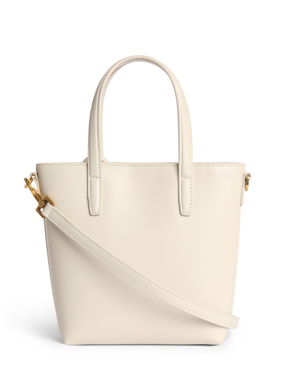 Shop Saint Laurent Mini Toy Leather Shopping Bag In Blanc Vintage