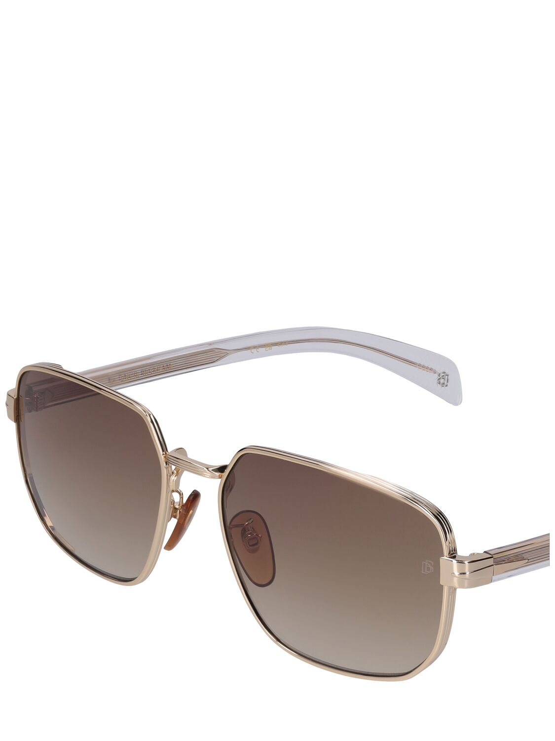 Shop Db Eyewear By David Beckham Db Square Metal Sunglasses In Gold,crystal