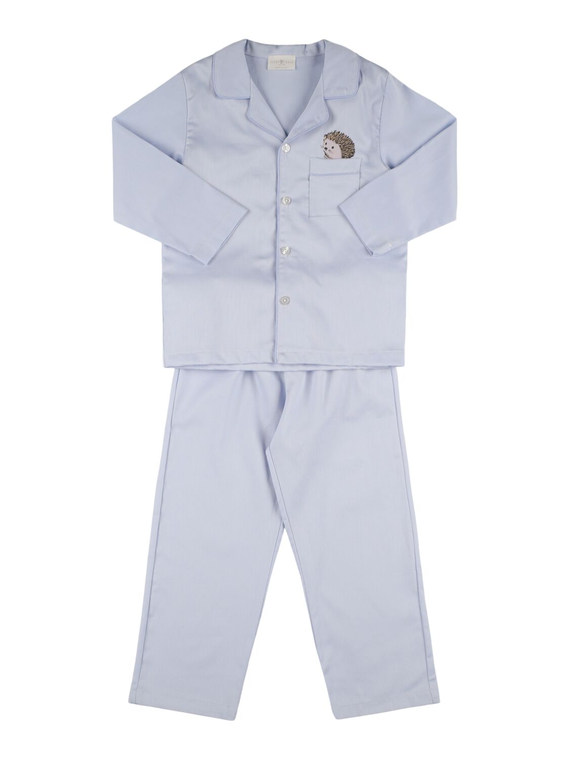 Story Loris Kids' Cotton Poplin Long-sleeved Pajama Set In Blue