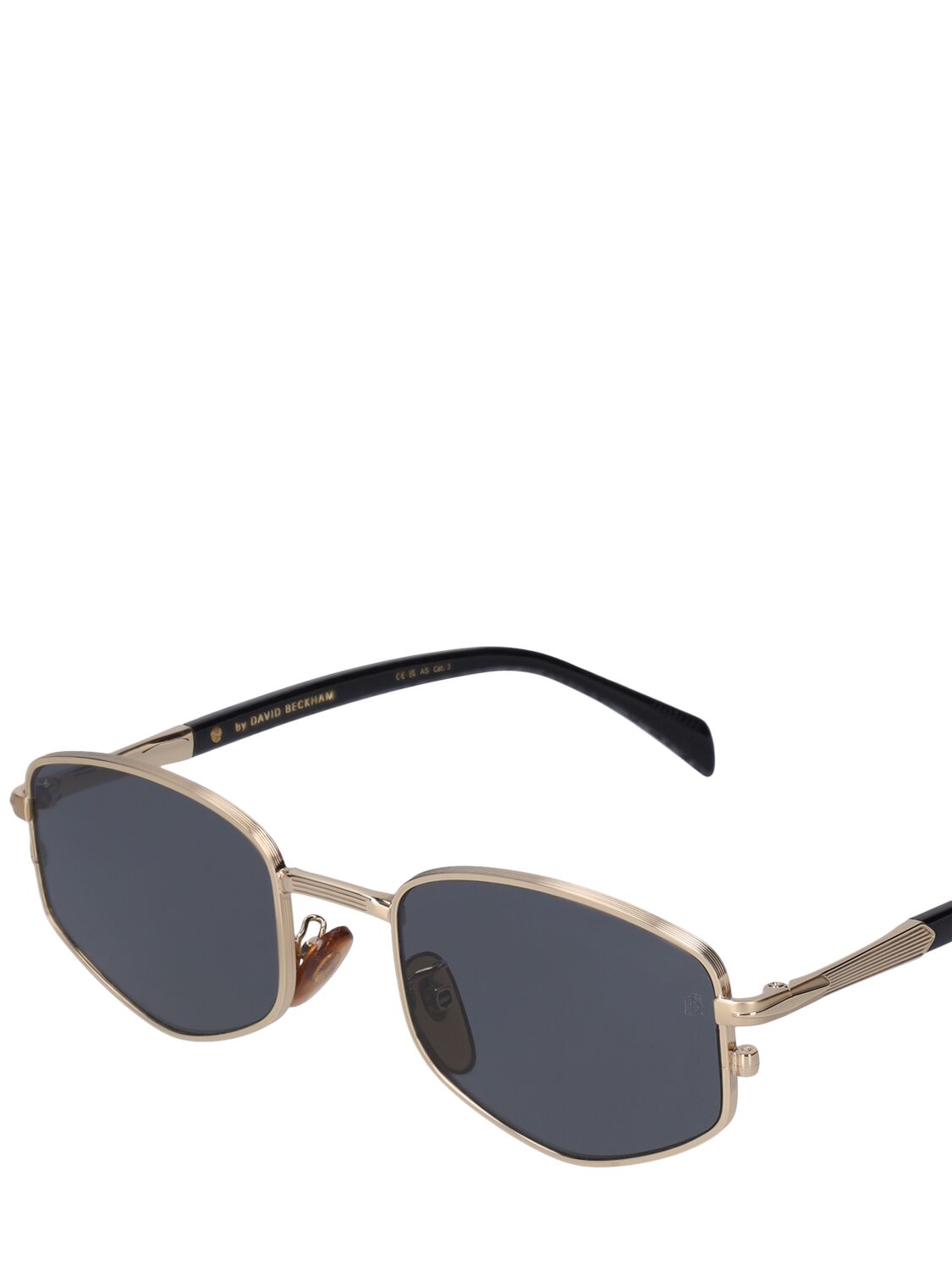 Shop Db Eyewear By David Beckham Db Oval Aviator Metal Sunglasses In Gold,grey