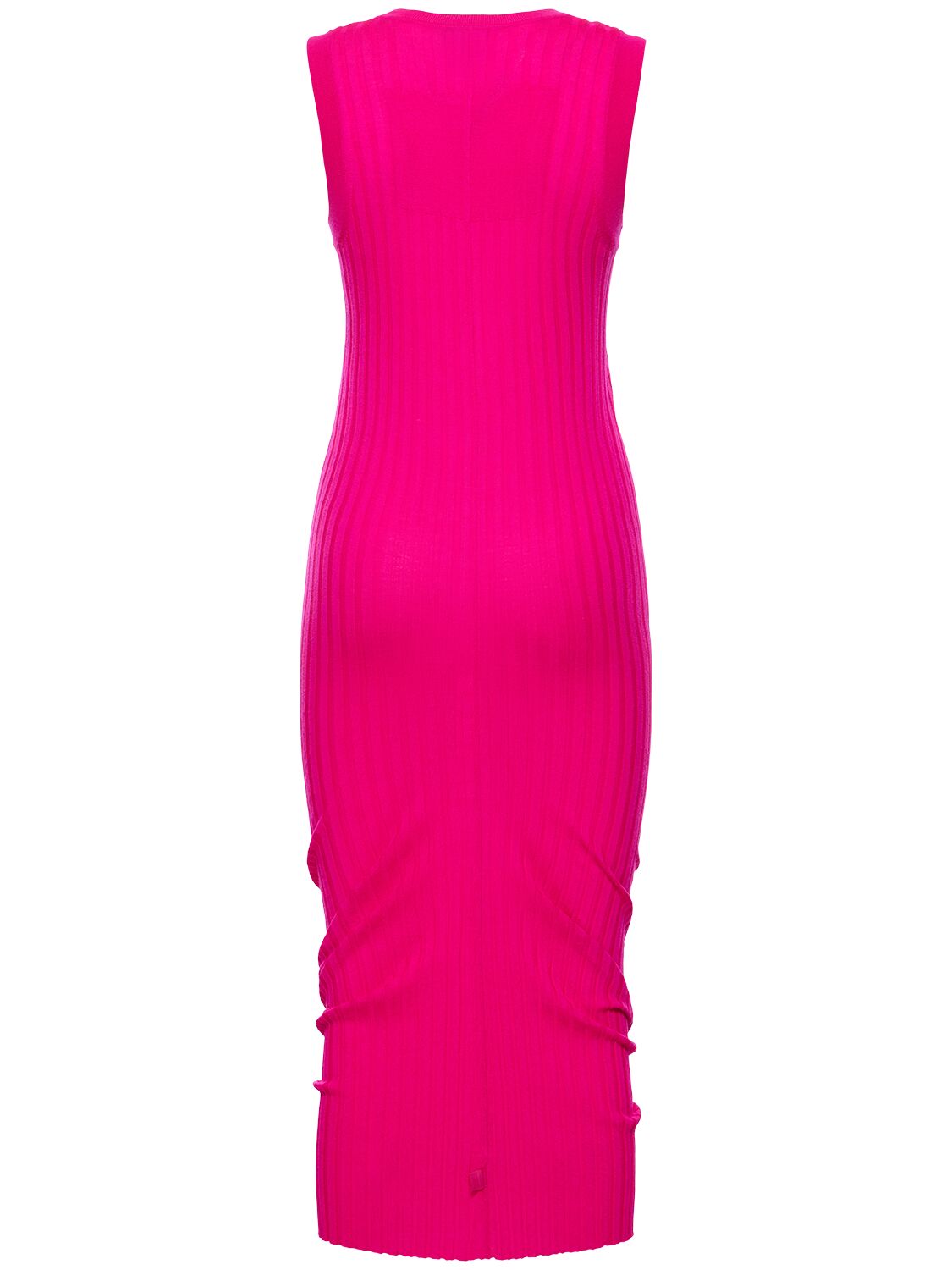 Shop Marc Jacobs Twist Fine Ribbed Wool Dress In Hot Pink